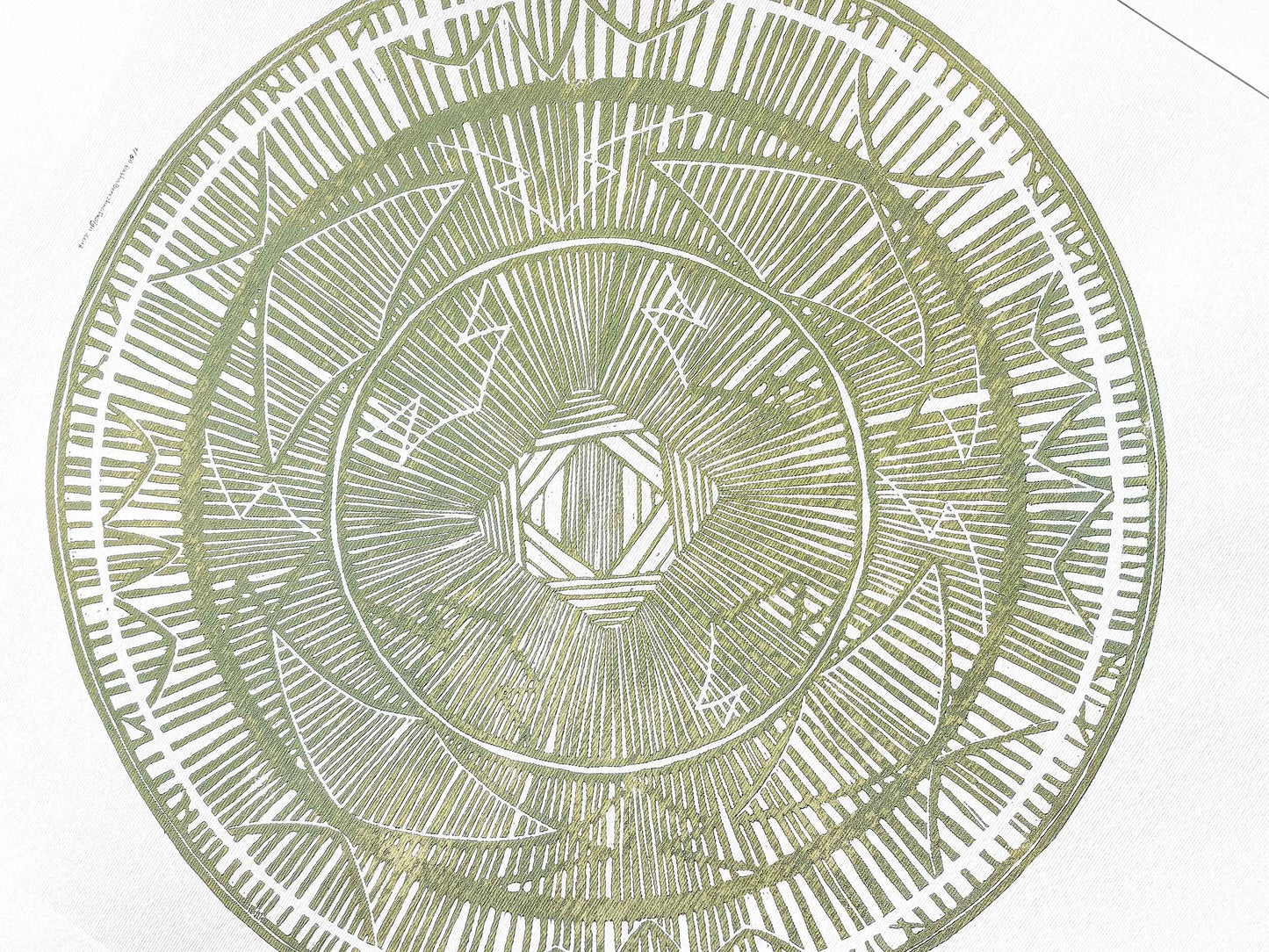 Large linocut print Khaki geometric bohemian eclectic circle African american wall art Original artwork for Living room Bedroom decor handmade lino print Linogravure Printmaking relief block print Housewarming gift Mother day gift New home gift