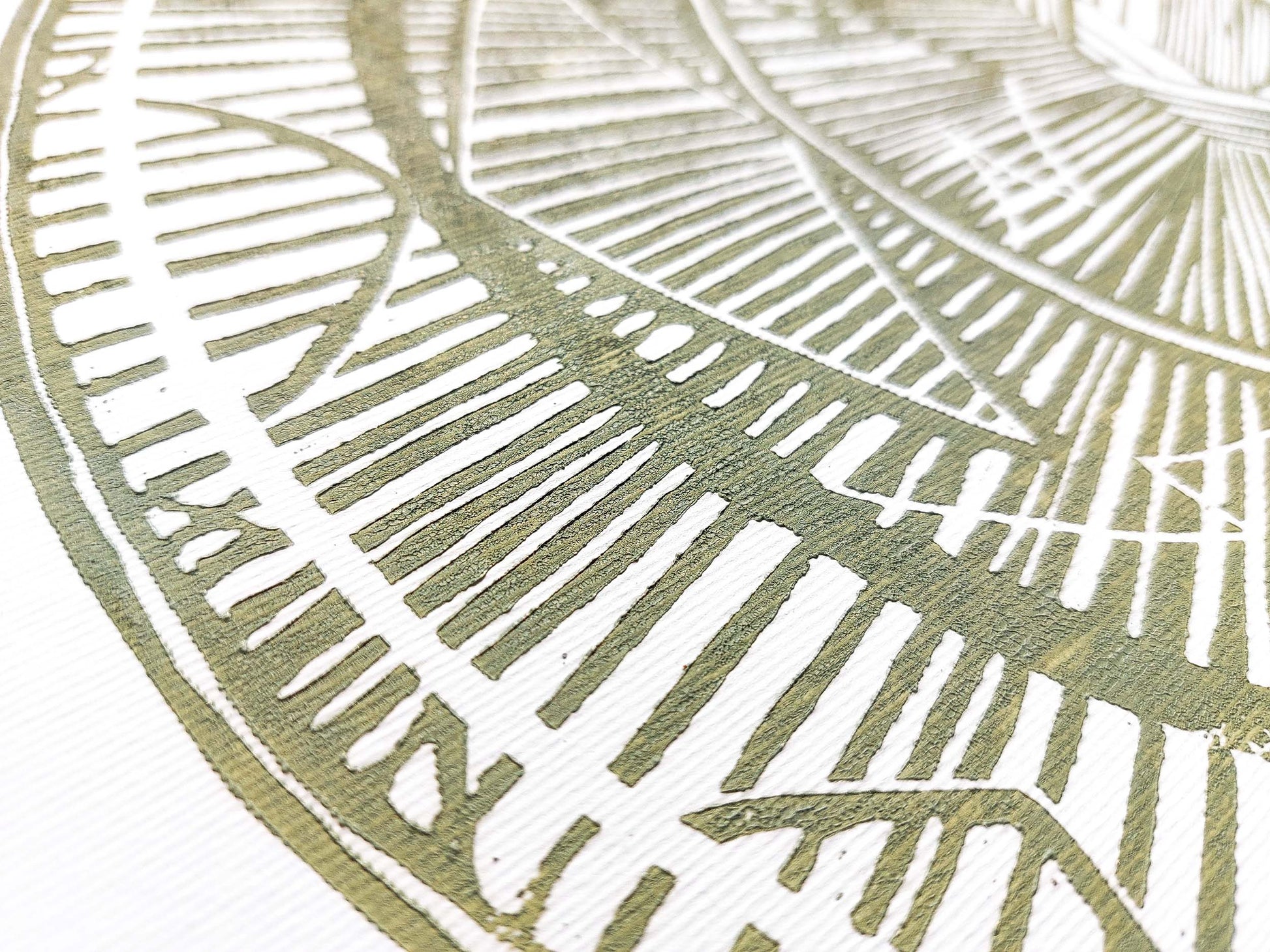 Large linocut print Khaki geometric bohemian eclectic circle African american wall art Original artwork for Living room Bedroom decor handmade lino print Linogravure Printmaking relief block print Housewarming gift Mother day gift New home gift