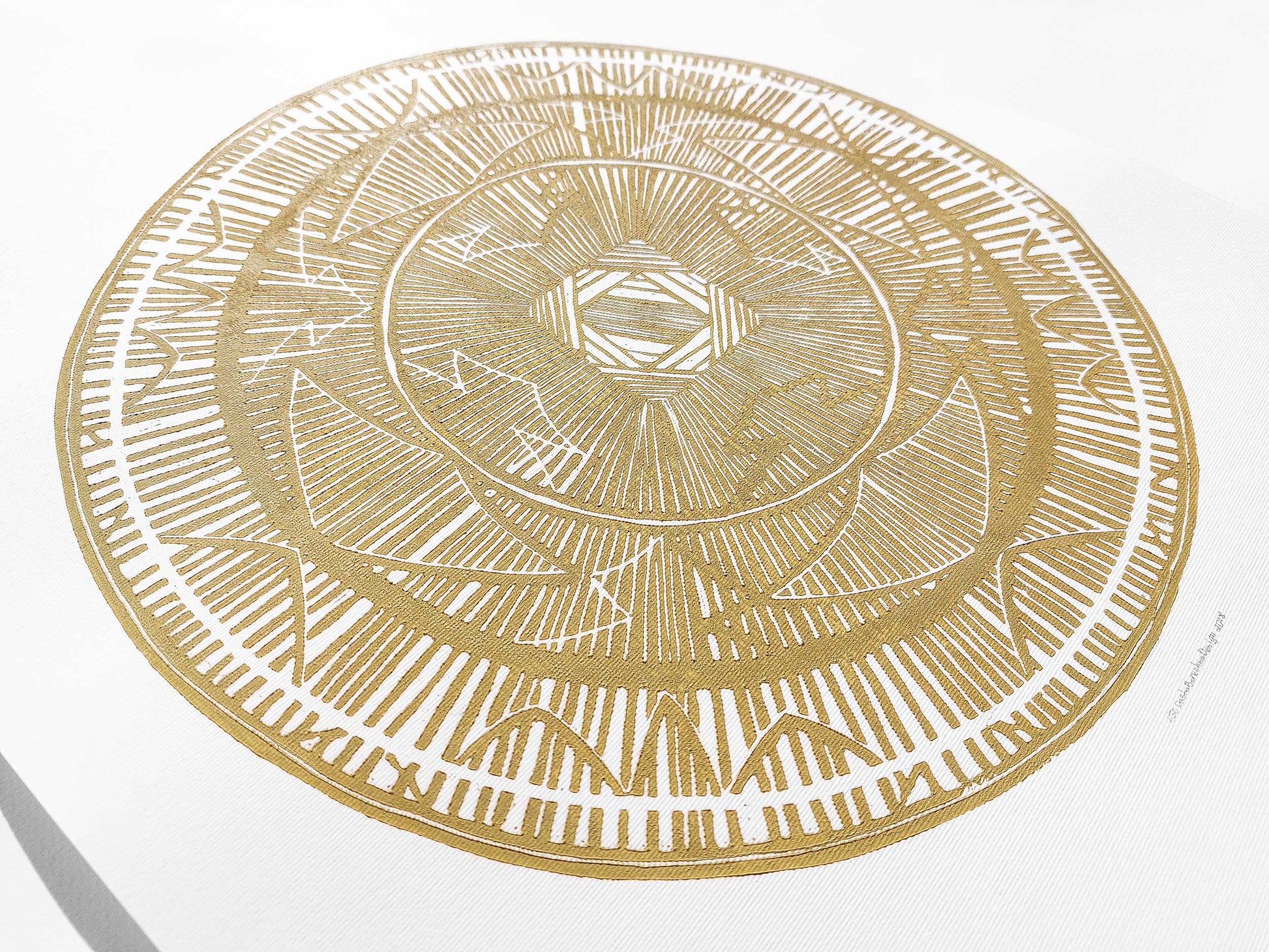 Large linocut print Yellow geometric bohemian eclectic circle African american wall art Original artwork for Living room Bedroom decor handmade lino print Linogravure Printmaking relief block print Housewarming gift Mother day gift New home gift