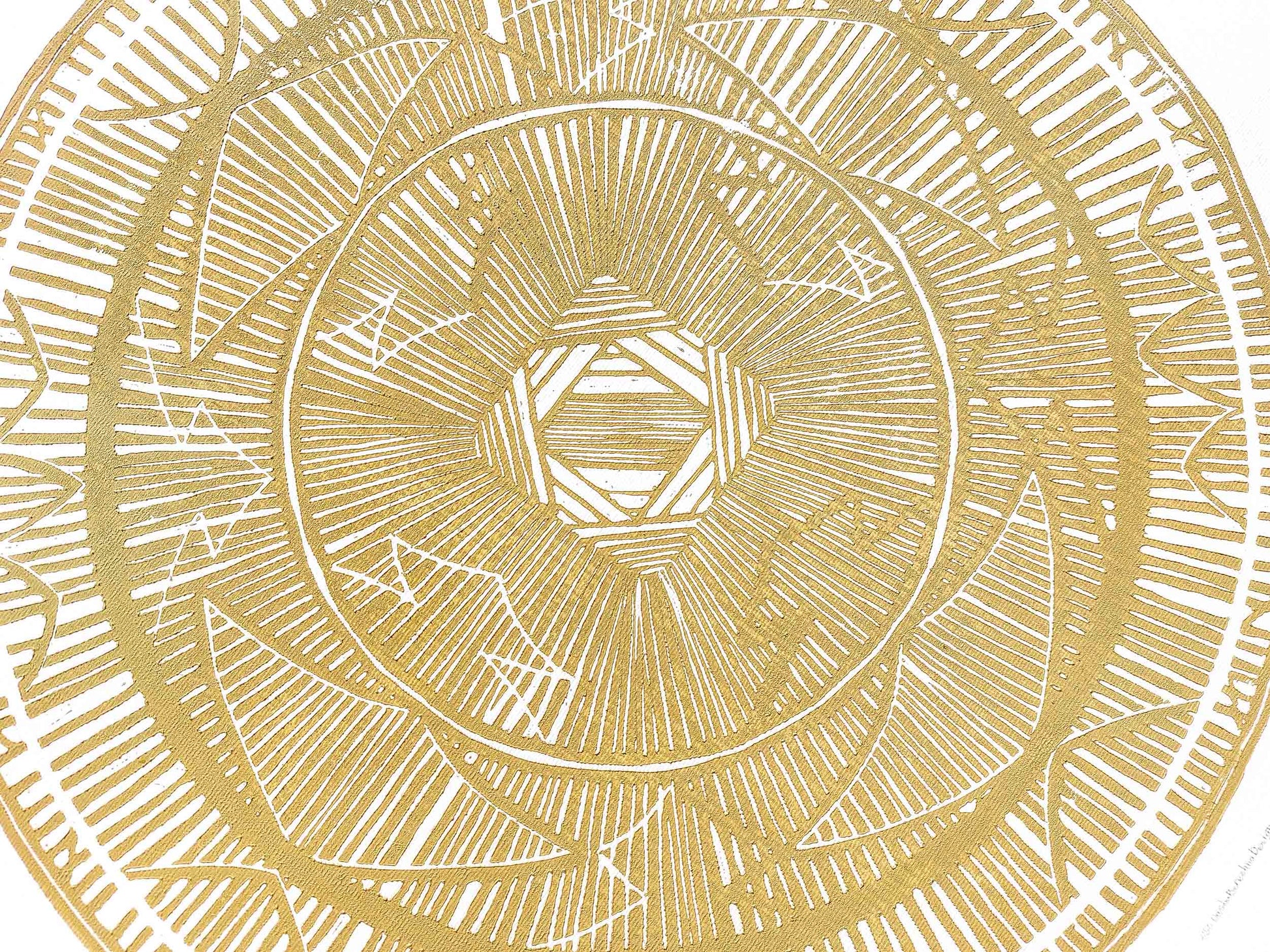 Large linocut print Yellow geometric bohemian eclectic circle African american wall art Original artwork for Living room Bedroom decor handmade lino print Linogravure Printmaking relief block print Housewarming gift Mother day gift New home gift