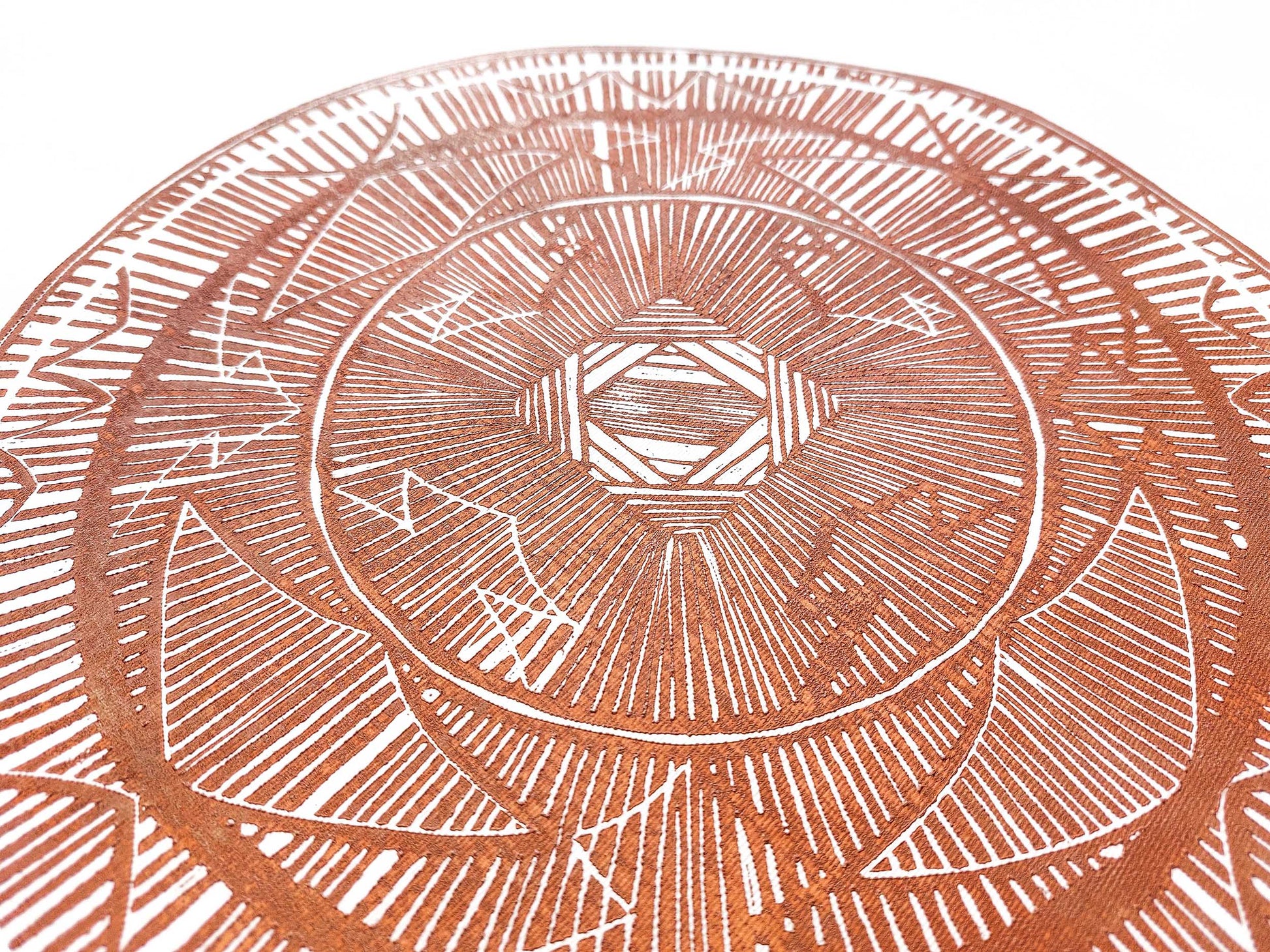 Large linocut print Khaki geometric bohemian eclectic circle African american wall art Original artwork for Living room Bedroom decor Terracotta handmade lino print Linogravure Printmaking relief block print Housewarming gift Mother day gift New home gift