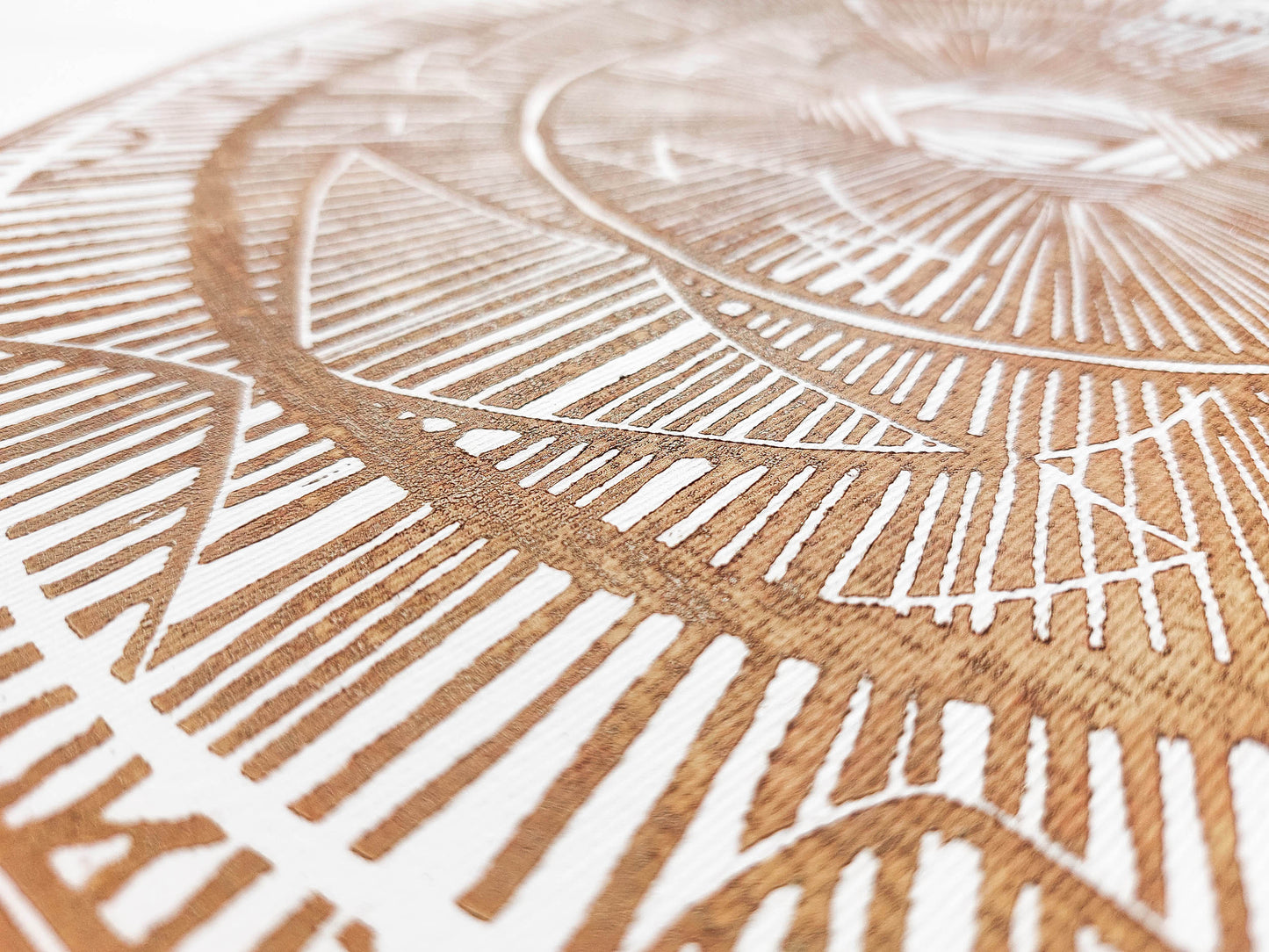Large linocut print Brown geometric bohemian eclectic circle African american wall art Original artwork for Living room Bedroom decor handmade lino print Linogravure Printmaking relief block print Housewarming gift Mother day gift New home gift