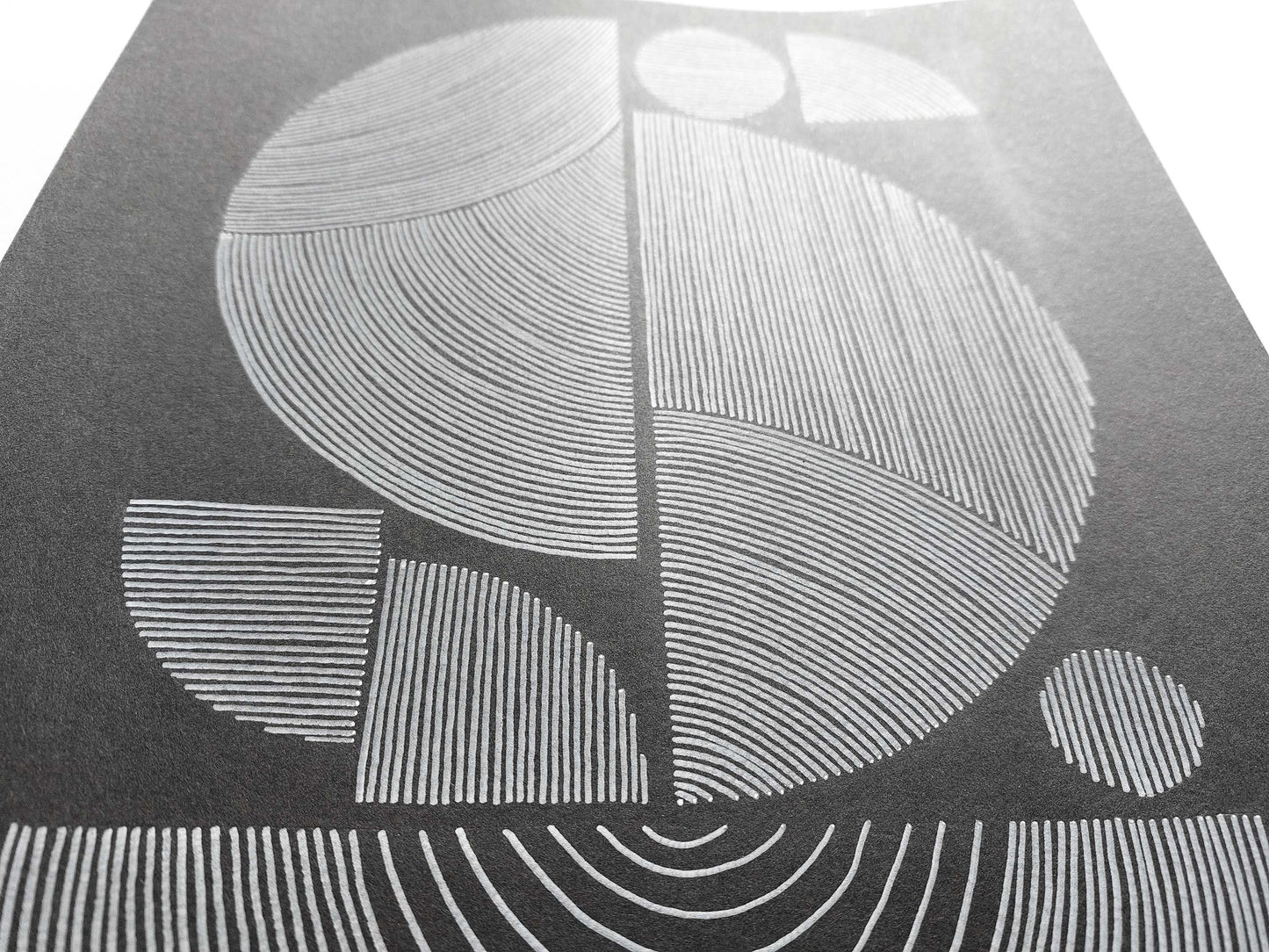 Details №2 Unique black and white Abstract line shapes artwork