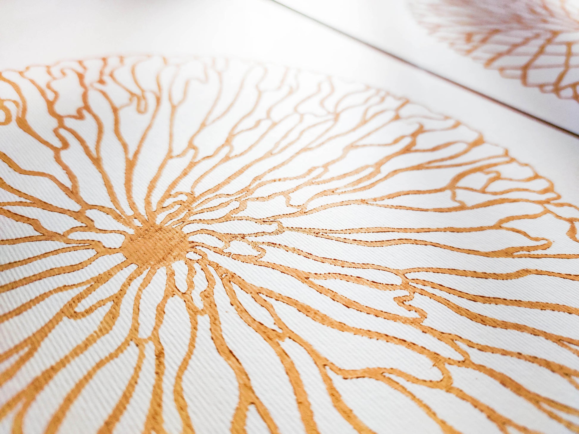 Gallery wall set of 2 Beige minimalist abstract circle flower Autumn wall art Linocut print for Nature lover gift UNFRAMED / Lino print, Linogravure, Fall wall art, Tree rings wall art, Original artwork, nature lover gift, new home gift, farmhouse gift, farm kitchen art, living room wall decor, bedroom decor, printmaking art, handmade art