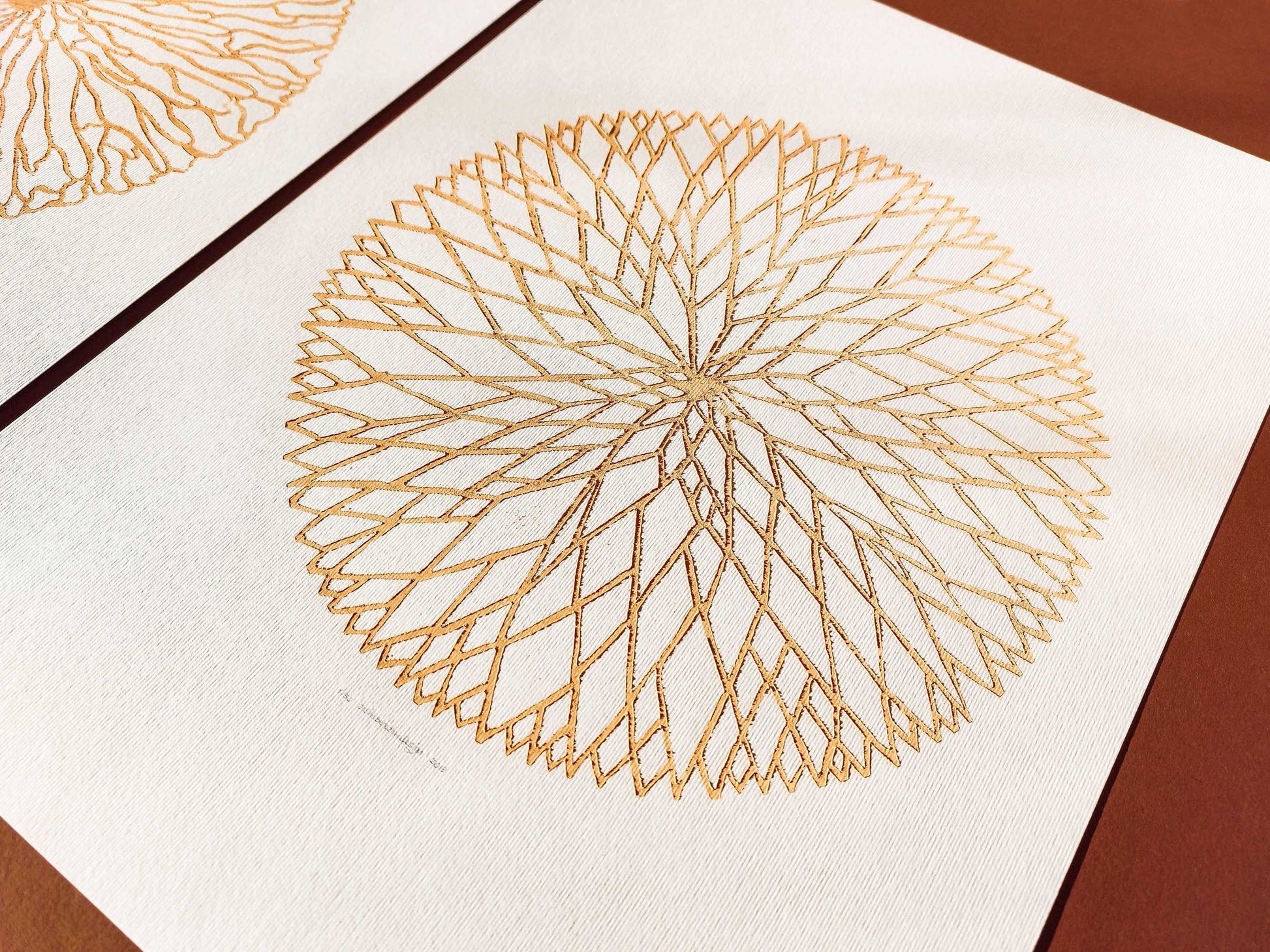 Gallery wall set of 2 Beige minimalist abstract circle flower Autumn wall art Linocut print for Nature lover gift UNFRAMED / Lino print, Linogravure, Fall wall art, Tree rings wall art, Original artwork, nature lover gift, new home gift, farmhouse gift, farm kitchen art, living room wall decor, bedroom decor, printmaking art, handmade art
