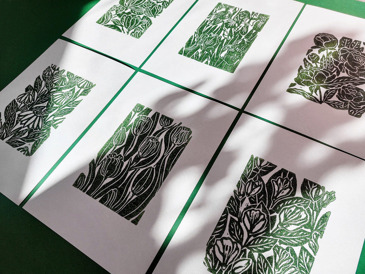 Green Gallery wall set of 6 art Botanical flowers - Jasmine peonies echinacea tulips iris magnolia illustration Linocut print for Nature lover gift UNFRAMED Housewarming gift Nature lover gift New home gift Kitchen wall decor Living room bedroom decor Original artwork