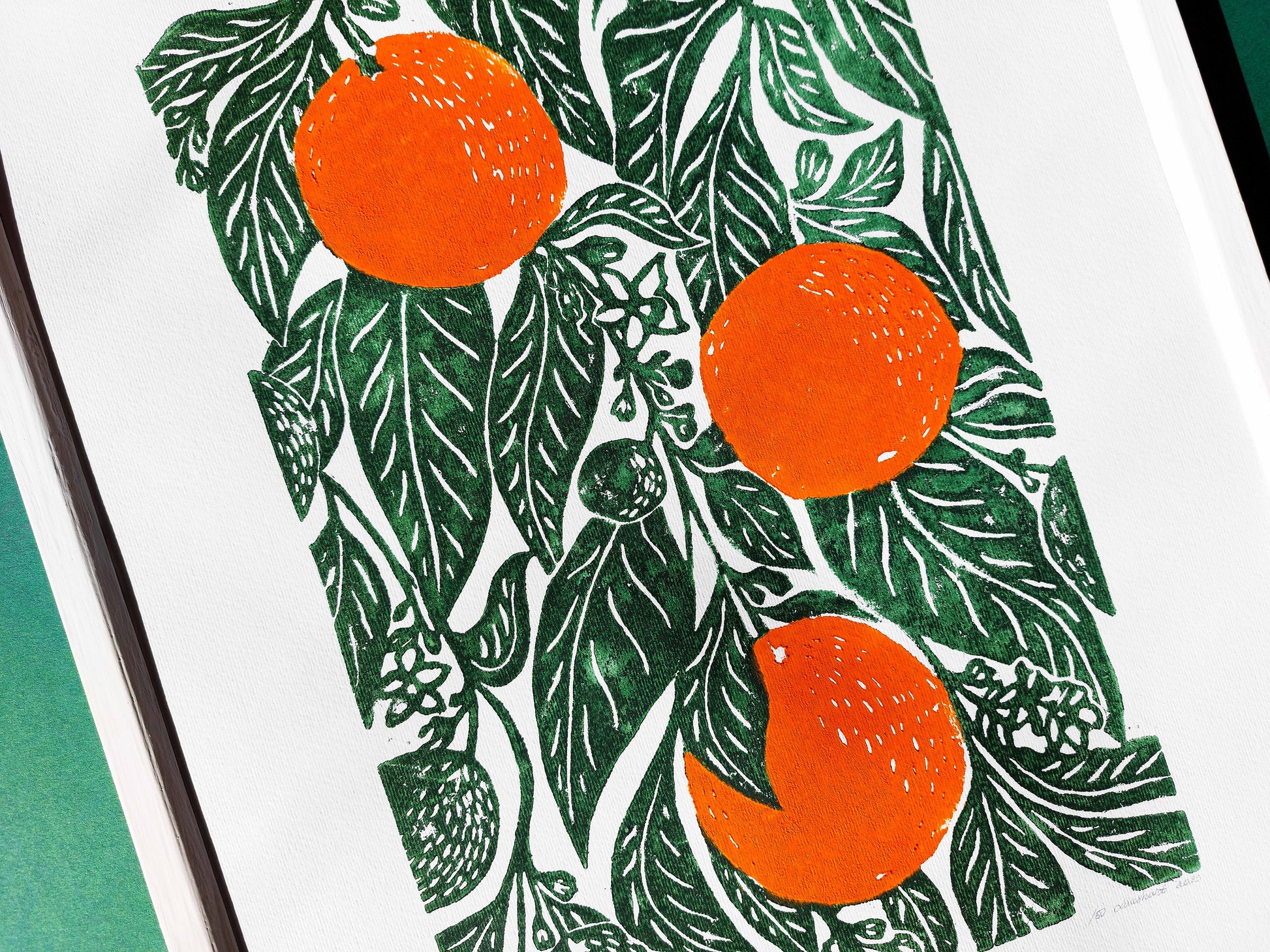 Gallery wall set of 2 linocut print Oranges and lemon botanical fruit and plant for modern kitchen wall art or Nature lover gift UNFRAMED / handmade art, relief print, original artwork, printmaking, oil ink, lino print, linogravure, fruit wall decor, living room, dining room, farmhouse gift, farm kitchen art, nature lover gift, new home gift, gallery wall set of 2 prints