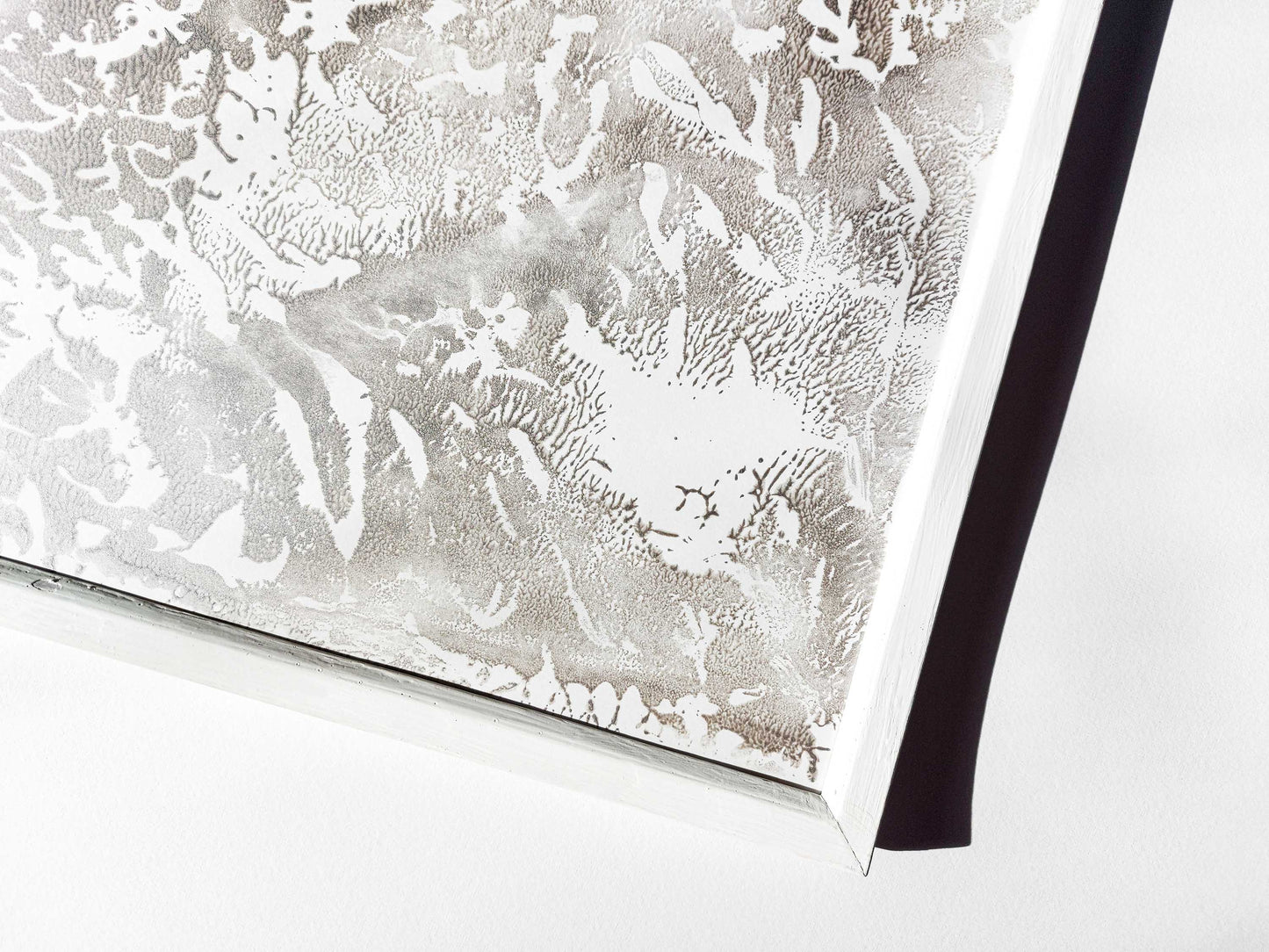 Silver abstract acrylic relief Monotype print №3 / printmaking