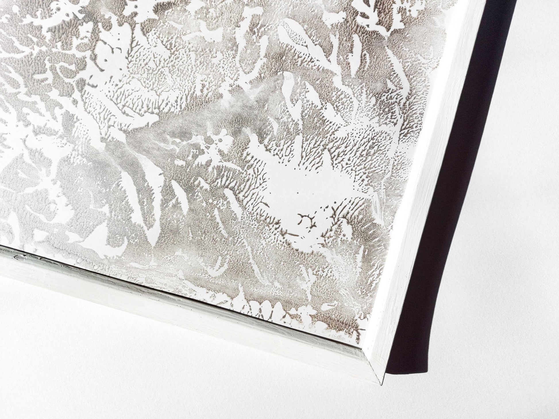 Silver abstract acrylic relief Monotype print №3 / printmaking