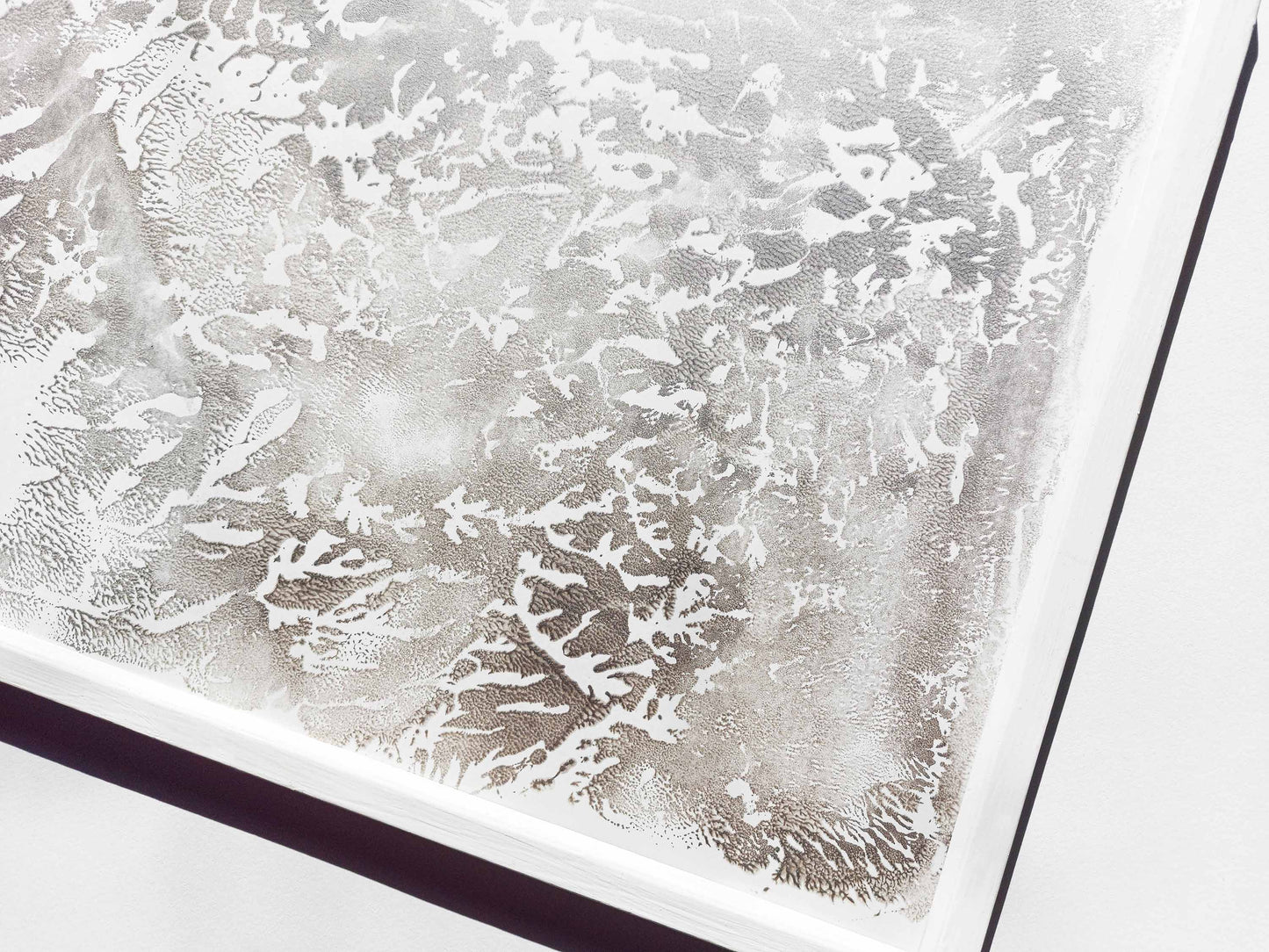 Silver abstract acrylic relief Monotype print №3 / printmaking