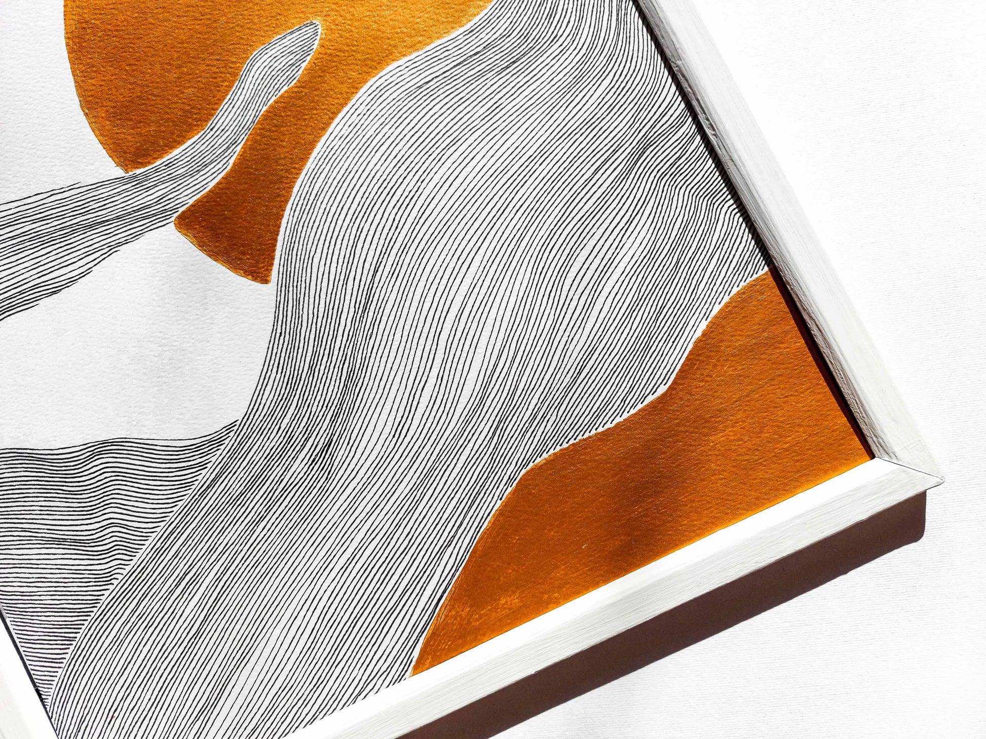 Details №6 Unique Gold sun and black line drawing shapes artwork
