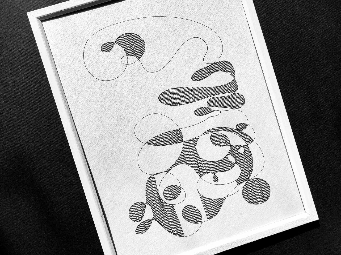 №9 Unique black and white geometric abstract line shapes artwork for New home gift UNFRAMED for living room, or bedroom original artwork