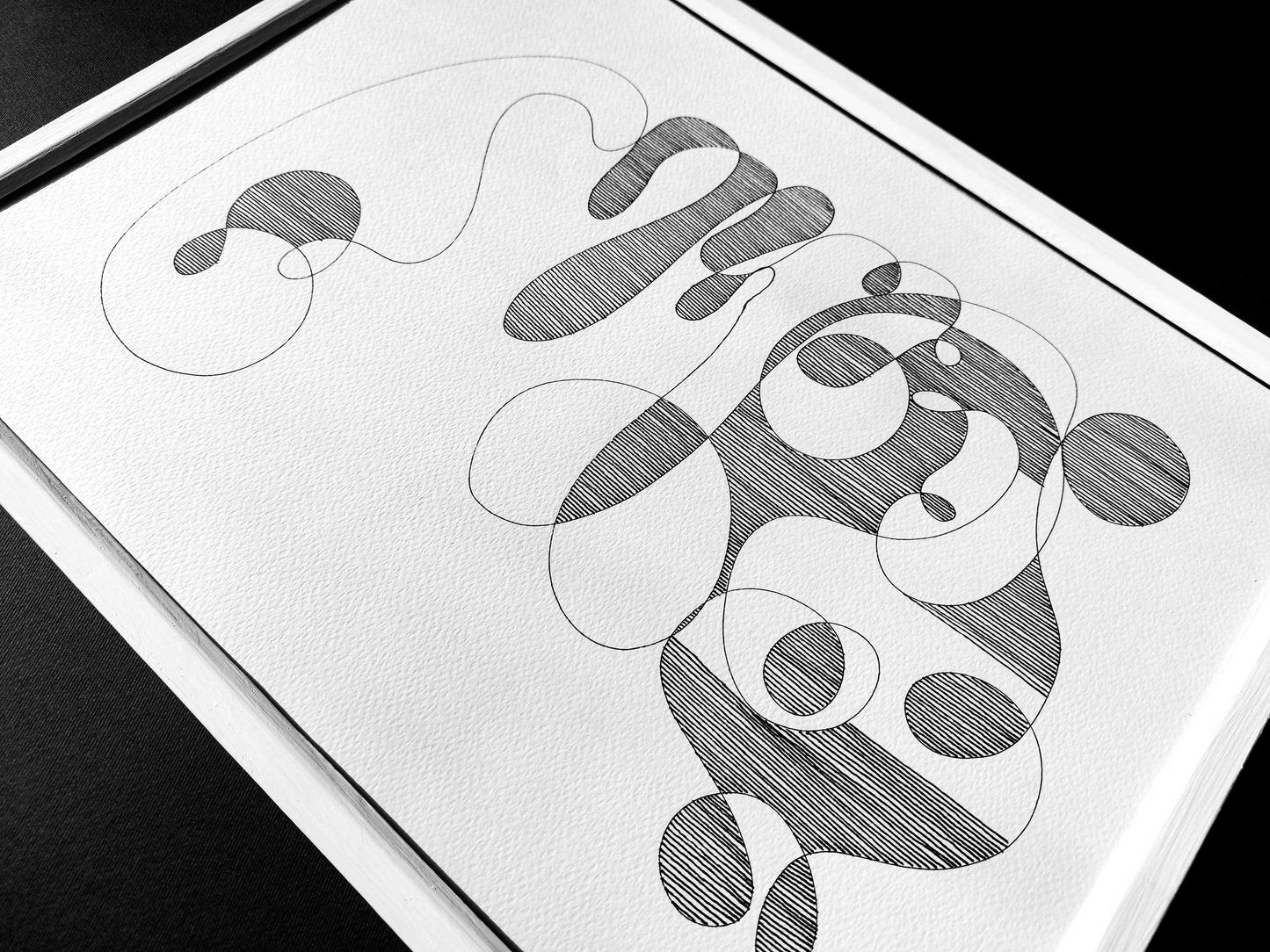 №9 Unique black and white geometric abstract line shapes artwork for New home gift UNFRAMED for living room, or bedroom original artwork
