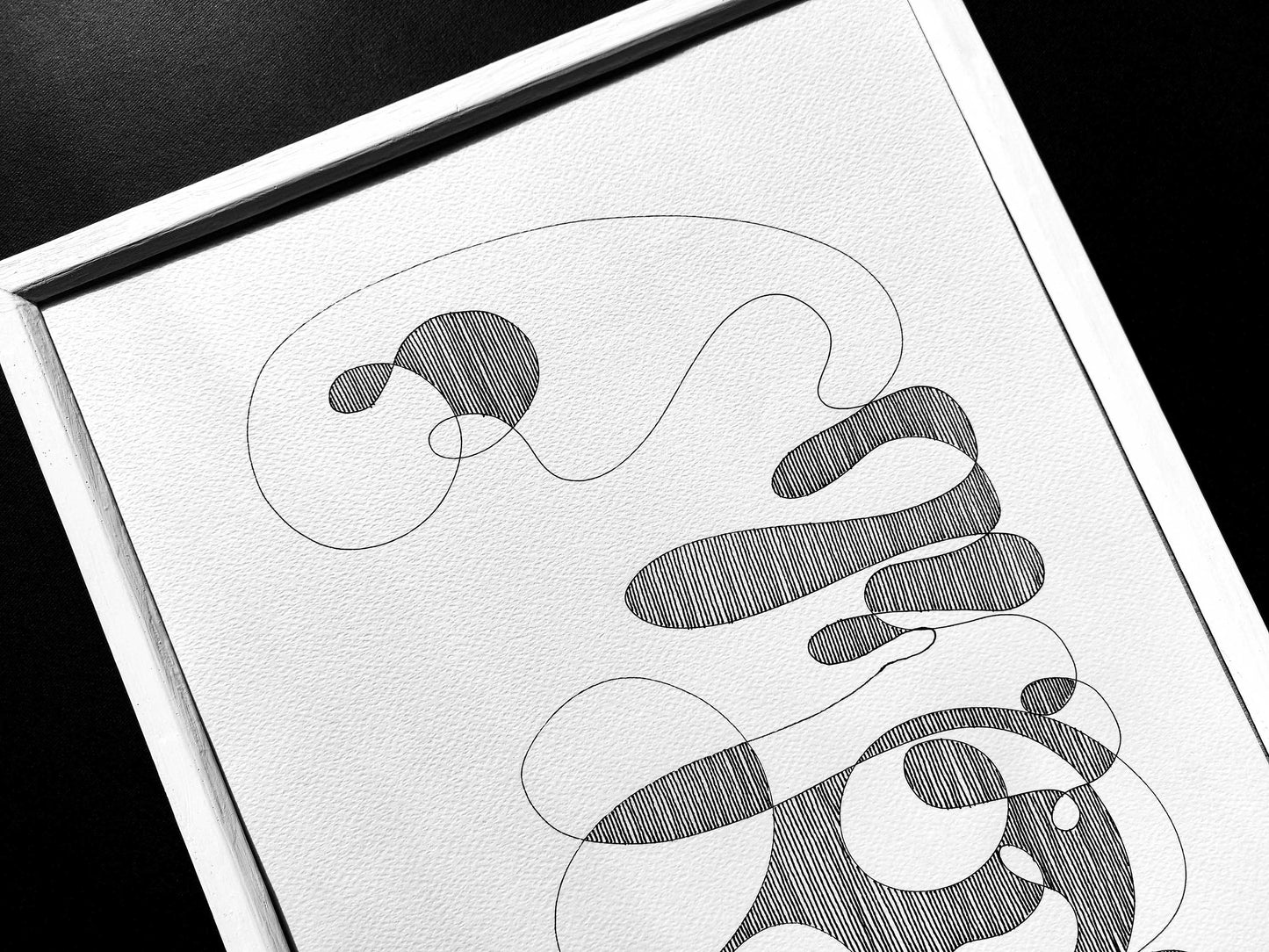 Details black and white geometric abstract line drawing shapes artwork