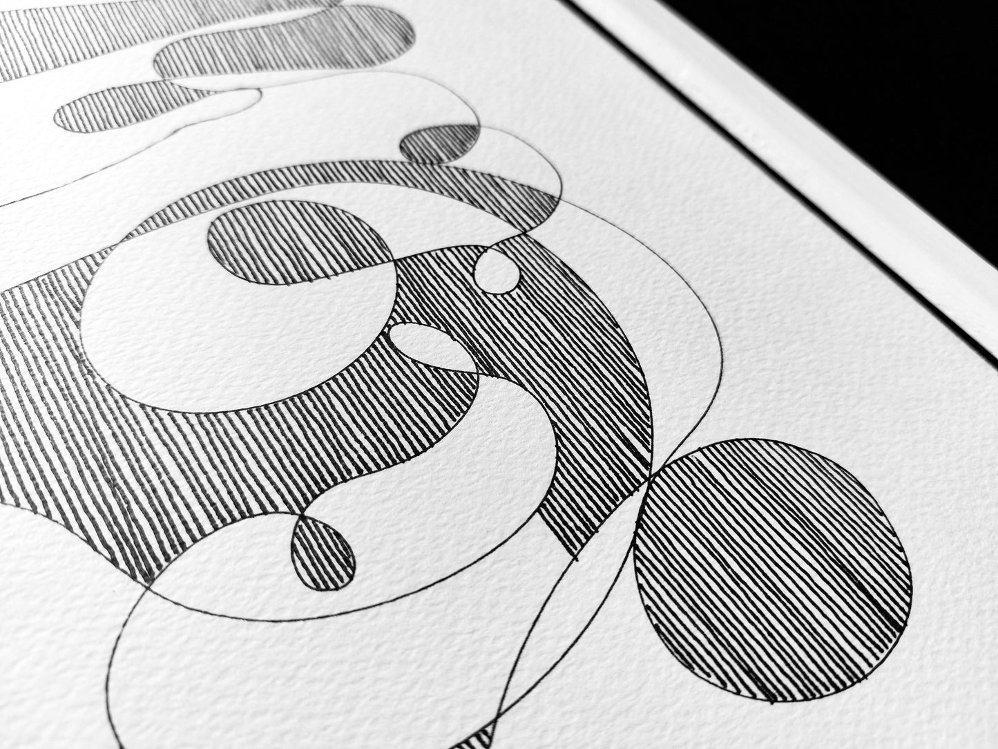 Details black and white geometric abstract line drawing shapes artwork