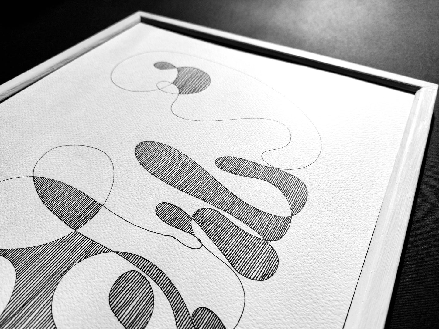 №9 Unique black and white geometric abstract line shapes artwork for New home gift UNFRAMED for living room, or bedroom original artwork