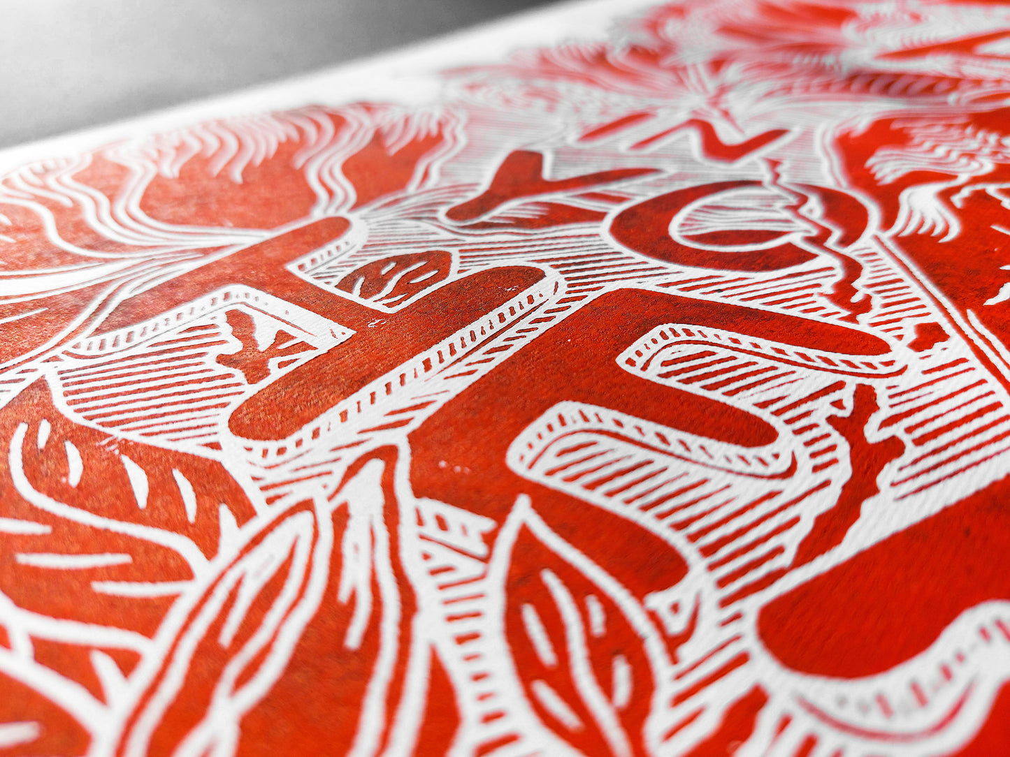 Art is in your heart with red magnolias flowers and snakes Linocut print for New home gift UNFRAMED, Lino print, Block print, Farmhouse decor, Linogravure, Illustration print, Original artwork, Floral wall art, Housewarming gift, Botanical artwork, printmaking handmade wall decoration for bedroom or living room large print