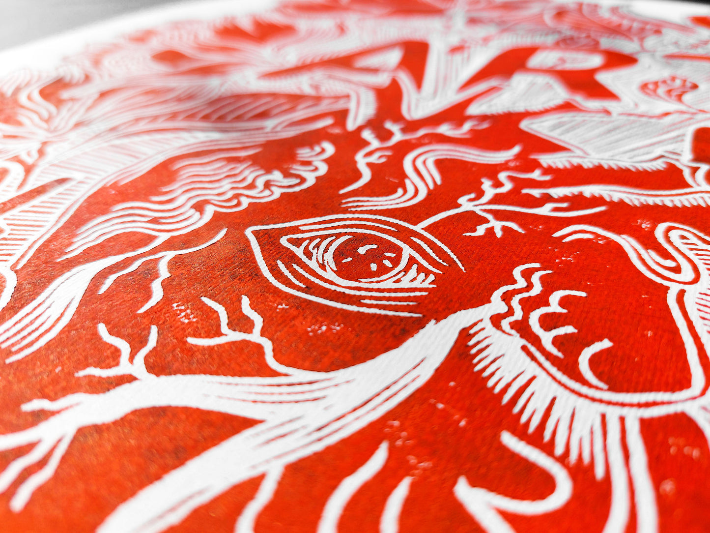 Art is in your heart with red magnolias flowers and snakes Linocut print for New home gift UNFRAMED, Lino print, Block print, Farmhouse decor, Linogravure, Illustration print, Original artwork, Floral wall art, Housewarming gift, Botanical artwork, printmaking handmade wall decoration for bedroom or living room large print