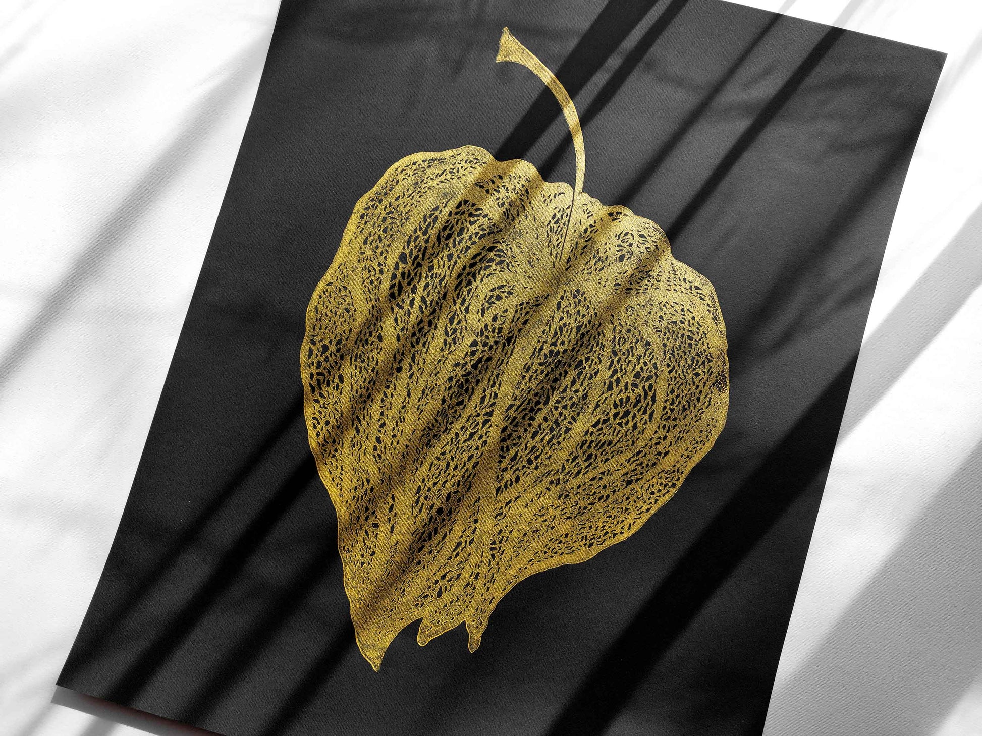 Black and gold Physalis plant Linocut print for New home gift UNFRAMED for living room or bedroom 20x16 in floral wall art Original artwork Classical art