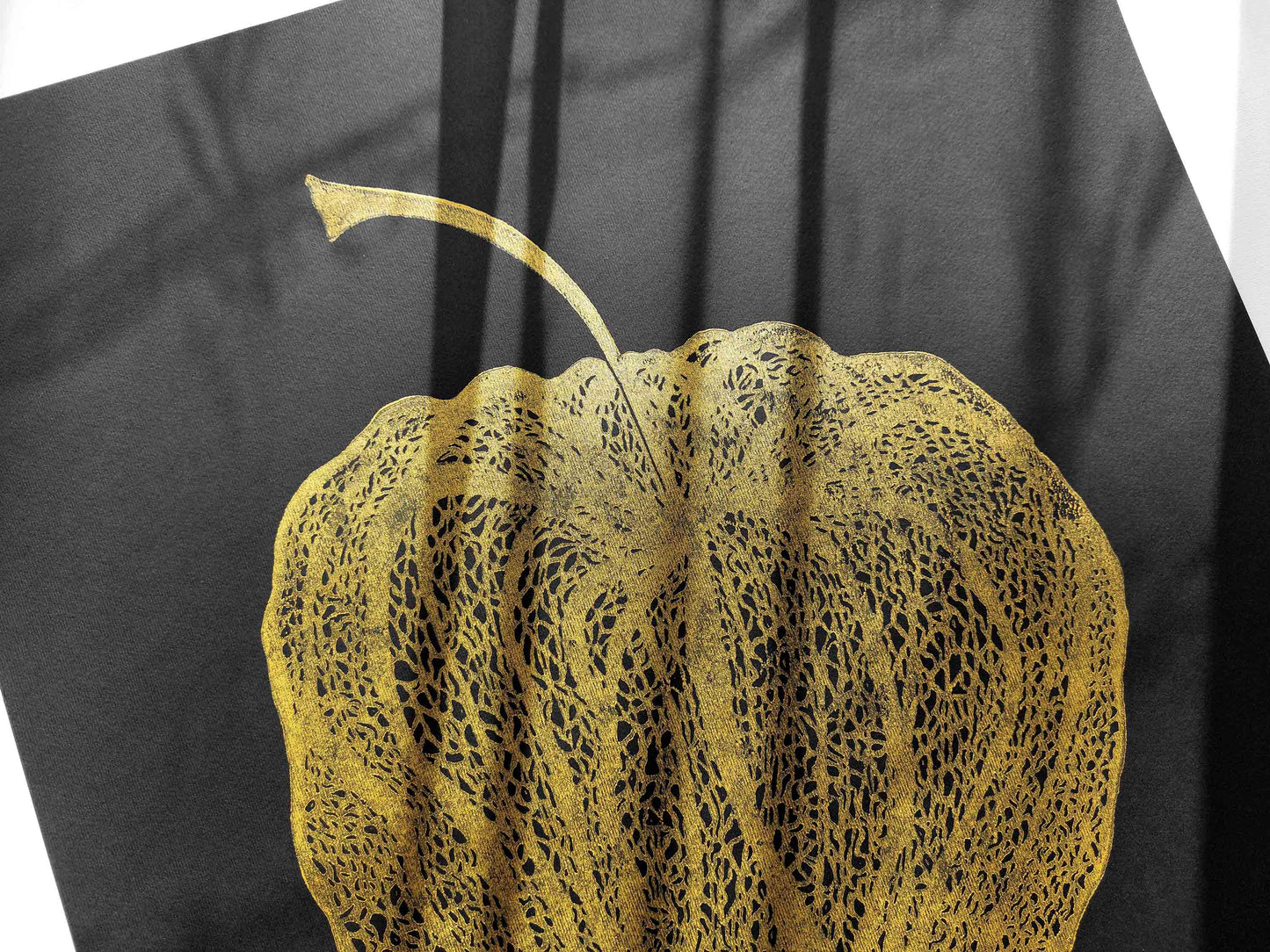 Details black and gold Physalis plant Linocut print / printmaking / lino print / linogravure