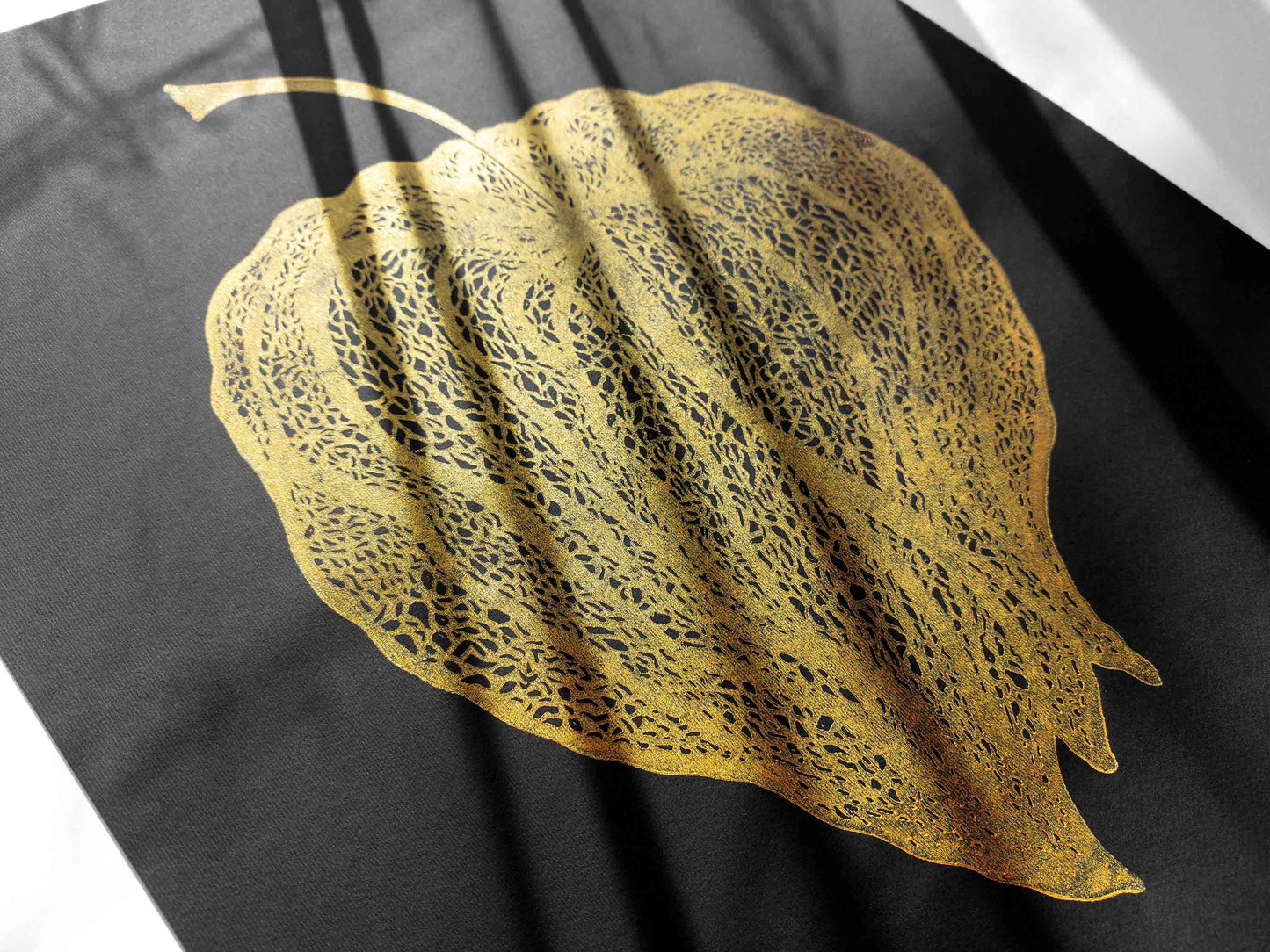Black and gold Physalis plant Linocut print for New home gift UNFRAMED for living room or bedroom 20x16 in floral wall art Original artwork Classical art