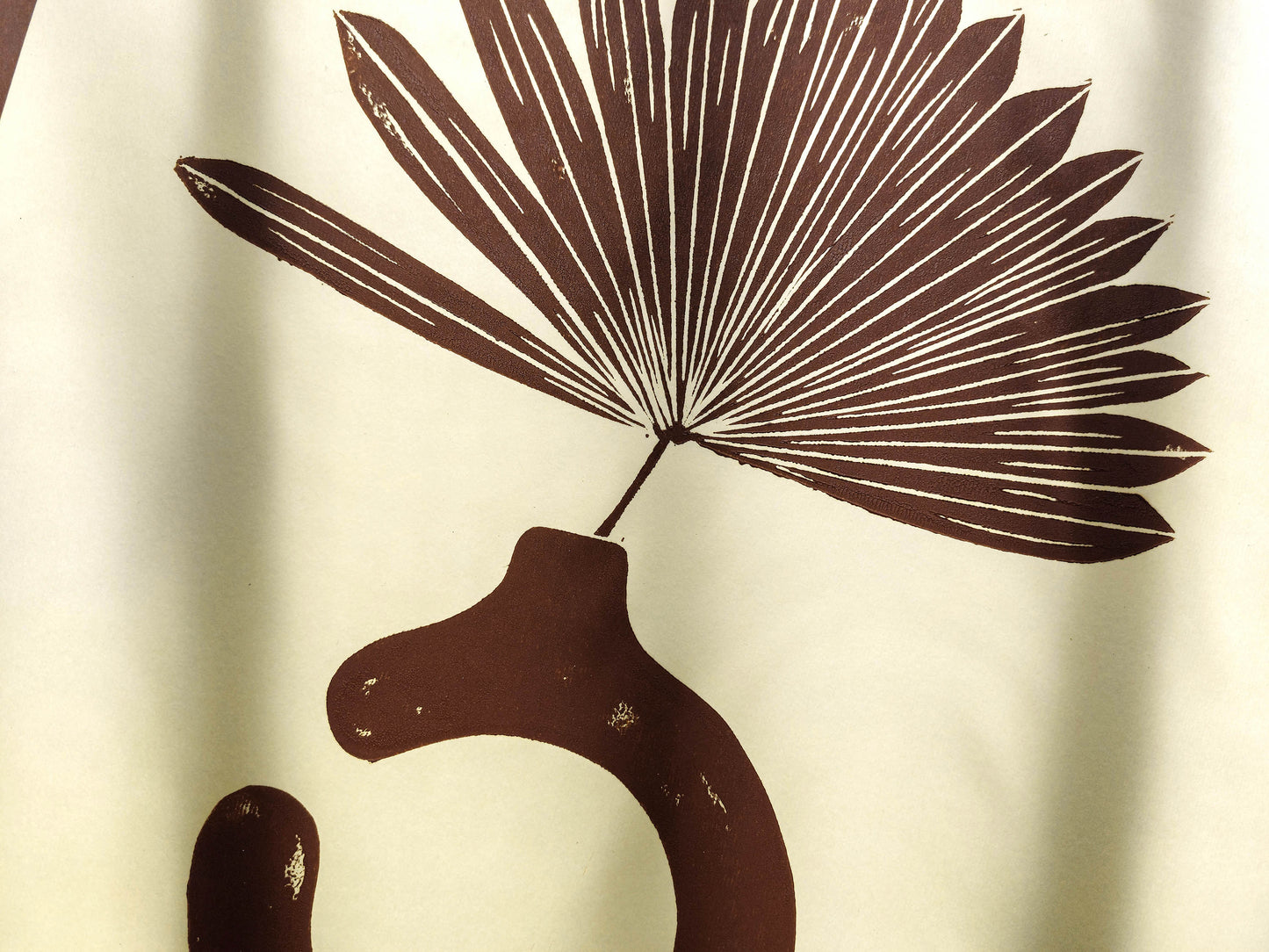 Yellow and brown Boho vase and plant art Linocut print / printmaking /relief print / lino print / linogravure / original artwork