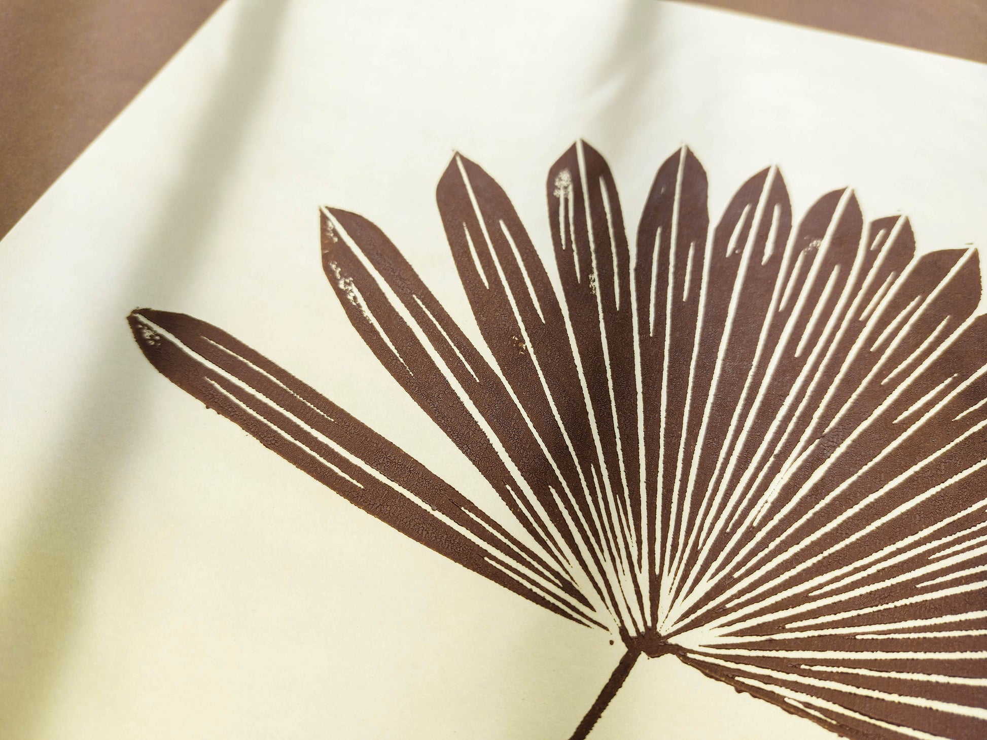 Yellow and brown Boho vase and plant art Linocut print / printmaking /relief print / lino print / linogravure / original artwork