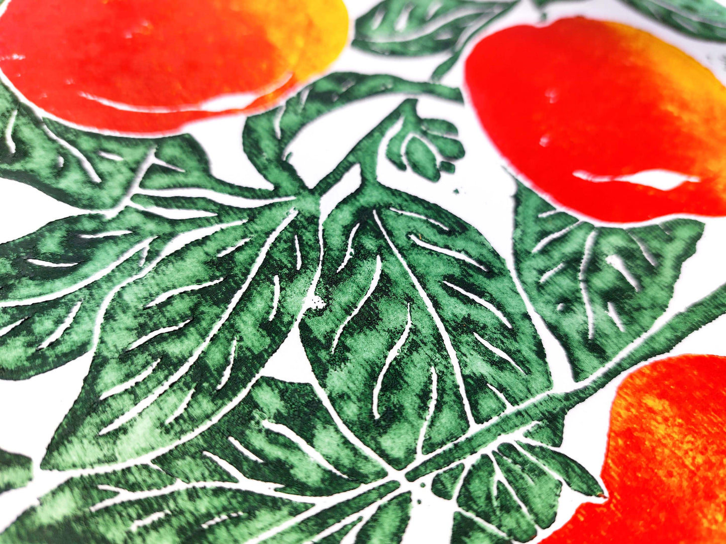 Apple linocut print / Original artwork Botanical fruit for modern kitchen wall art or Nature lover gift UNFRAMED / lino print, linogravure, original artwork, botanical floral wall art, printmaking, relief print, Red yellow and green art block print, new home gift, kitchen, dining room, bedroom, living room