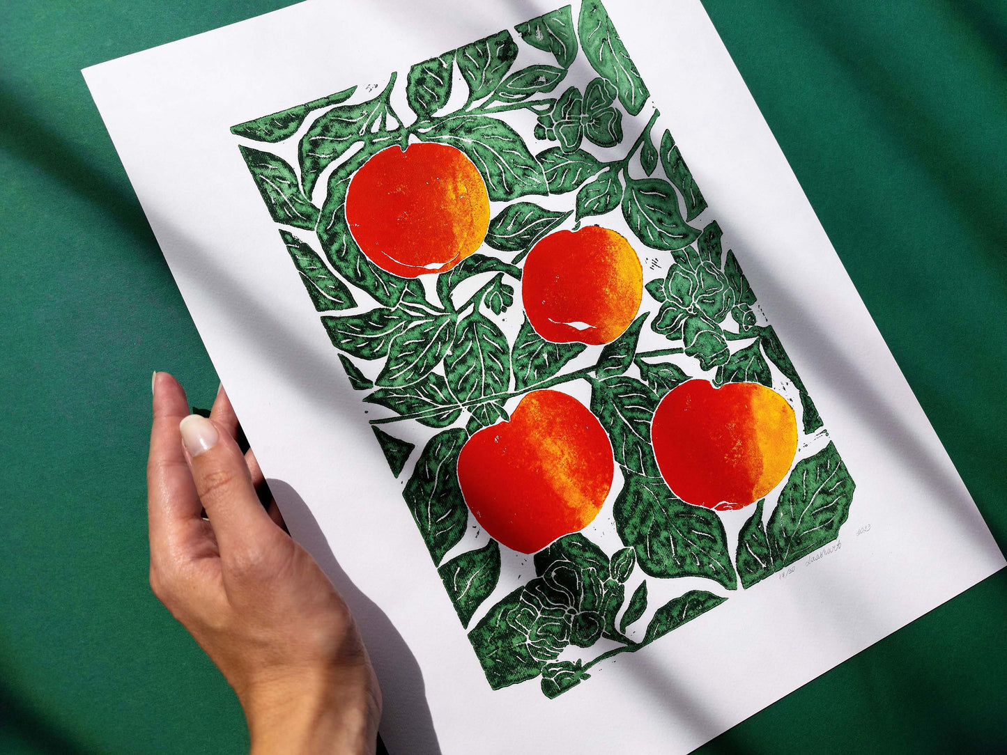 Gallery wall set of 6 linocut print Oranges Lemon Pumpkin Apples Chili papper Pear botanical fruit and vegetables for modern kitchen wall art or Nature lover gift UNFRAMED / original artwork, handmade art, printmaking, lino print, linogravure, farm kitchen art, living room decor, dining room wall art, bedroom art, new home gift, farmhouse gift, floral wall art