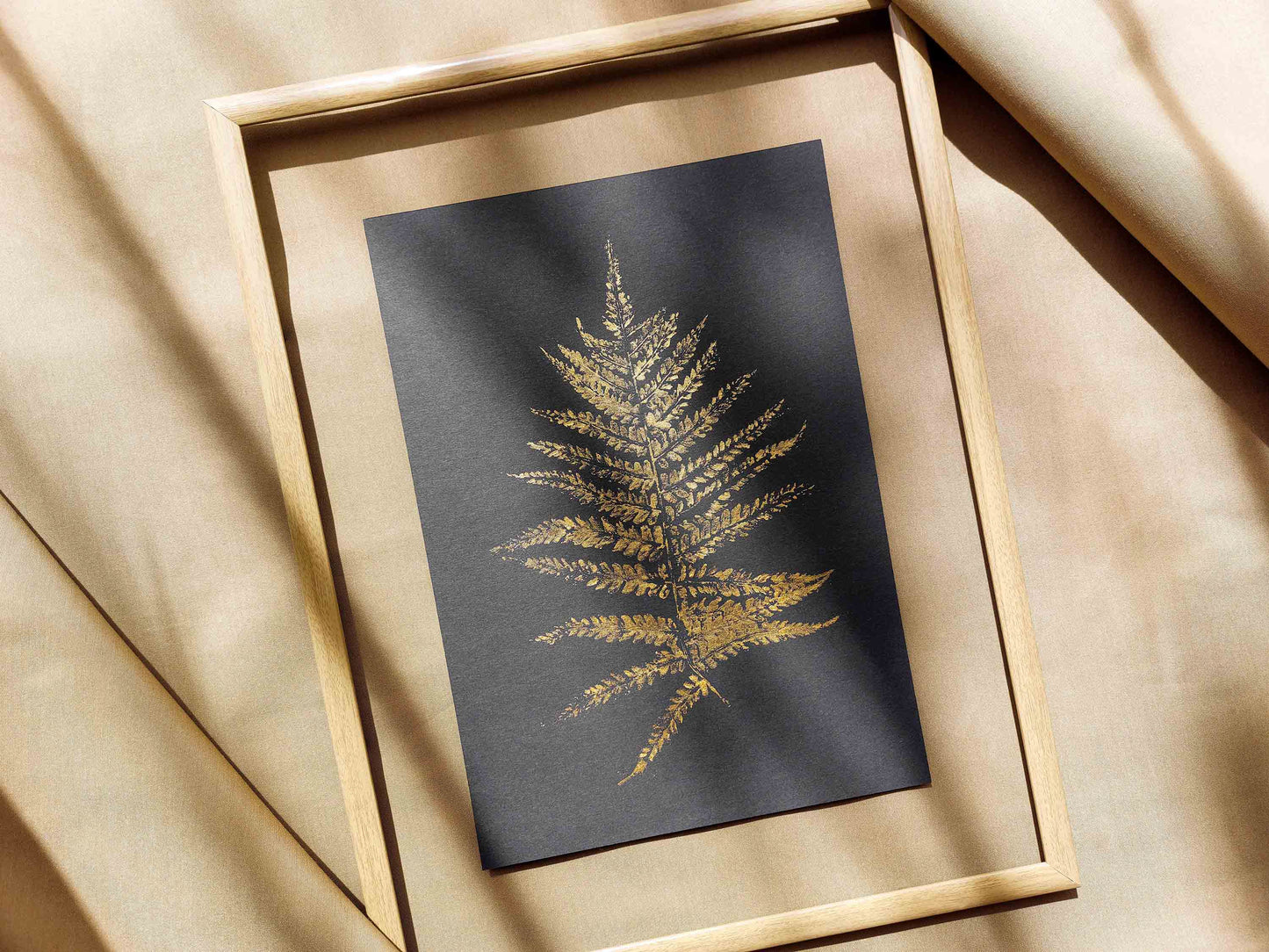 Gold and black Fern textured plant Monotype print N1 for Nature lover gift UNFRAMED, printmaking art, Bedroom wall decor, Living room wall art, relief print, handmade artwork, Foraged wall decor, Original artwork, Farm kitchen art, cottagecore wall art, new home gift, housewarming gift, farmhouse decor, vintage art, nature wall art, floral wall decor, botanical print