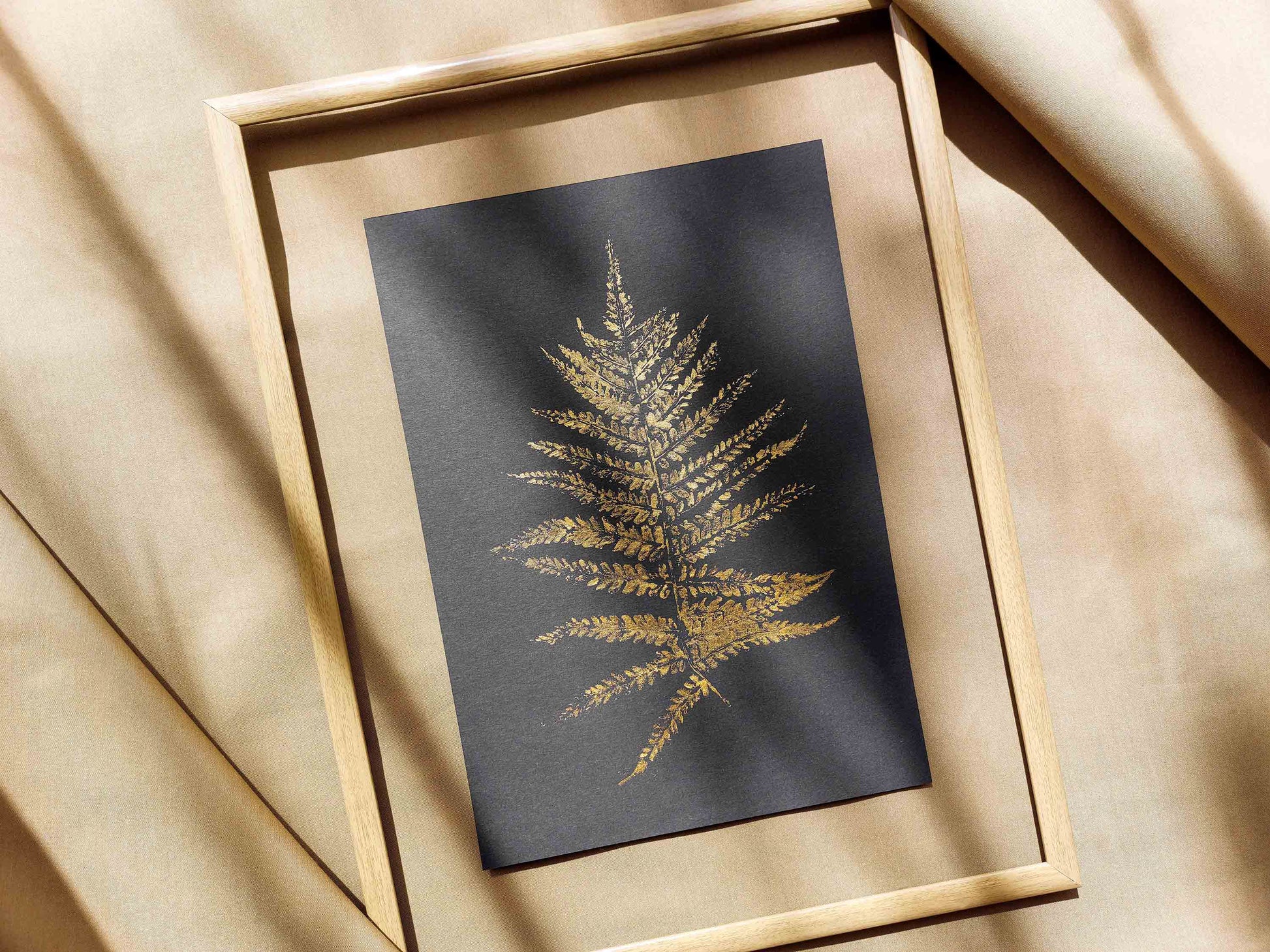 Gold and black Fern textured plant Monotype print N1 for Nature lover gift UNFRAMED, printmaking art, Bedroom wall decor, Living room wall art, relief print, handmade artwork, Foraged wall decor, Original artwork, Farm kitchen art, cottagecore wall art, new home gift, housewarming gift, farmhouse decor, vintage art, nature wall art, floral wall decor, botanical print