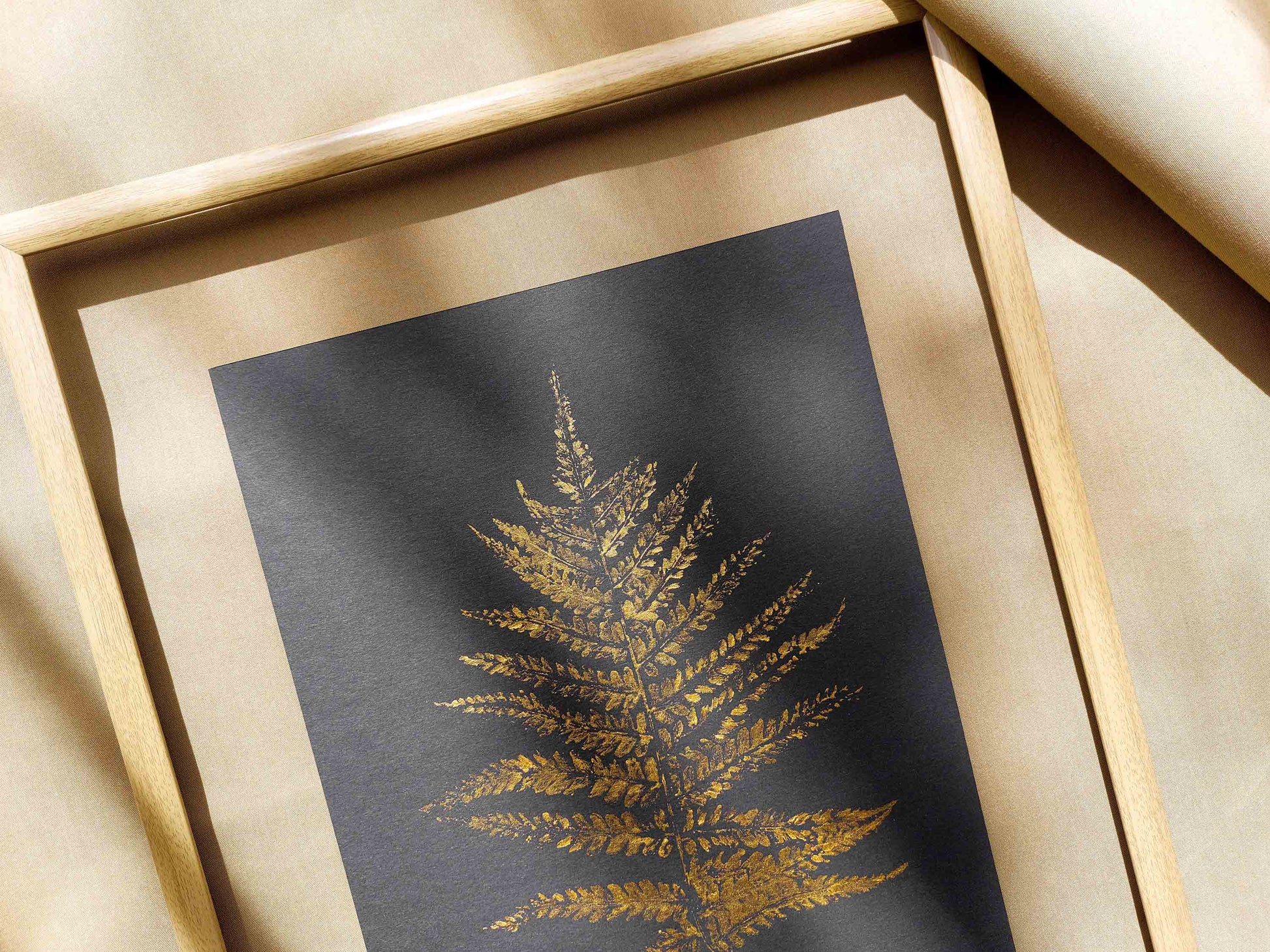 Gold and black Fern textured plant Monotype print N1 for Nature lover gift UNFRAMED, printmaking art, Bedroom wall decor, Living room wall art, relief print, handmade artwork, Foraged wall decor, Original artwork, Farm kitchen art, cottagecore wall art, new home gift, housewarming gift, farmhouse decor, vintage art, nature wall art, floral wall decor, botanical print