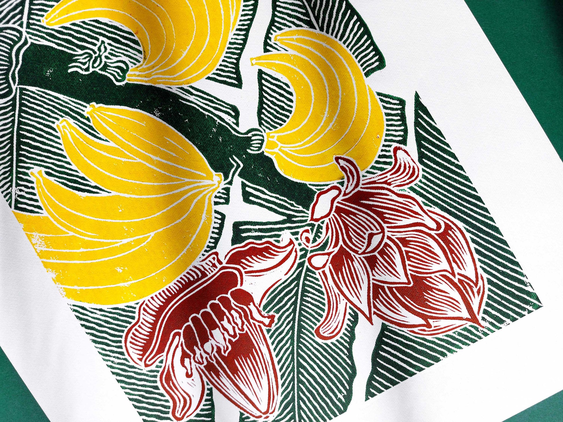 Banana linocut print  / Original artwork Botanical fruit for modern kitchen wall art or Nature lover gift UNFRAMED / lino print, linogravure, block print, relief print, printmaking, handmade art, living room, dining room, farm kitchen decor, bedroom, tropikal art