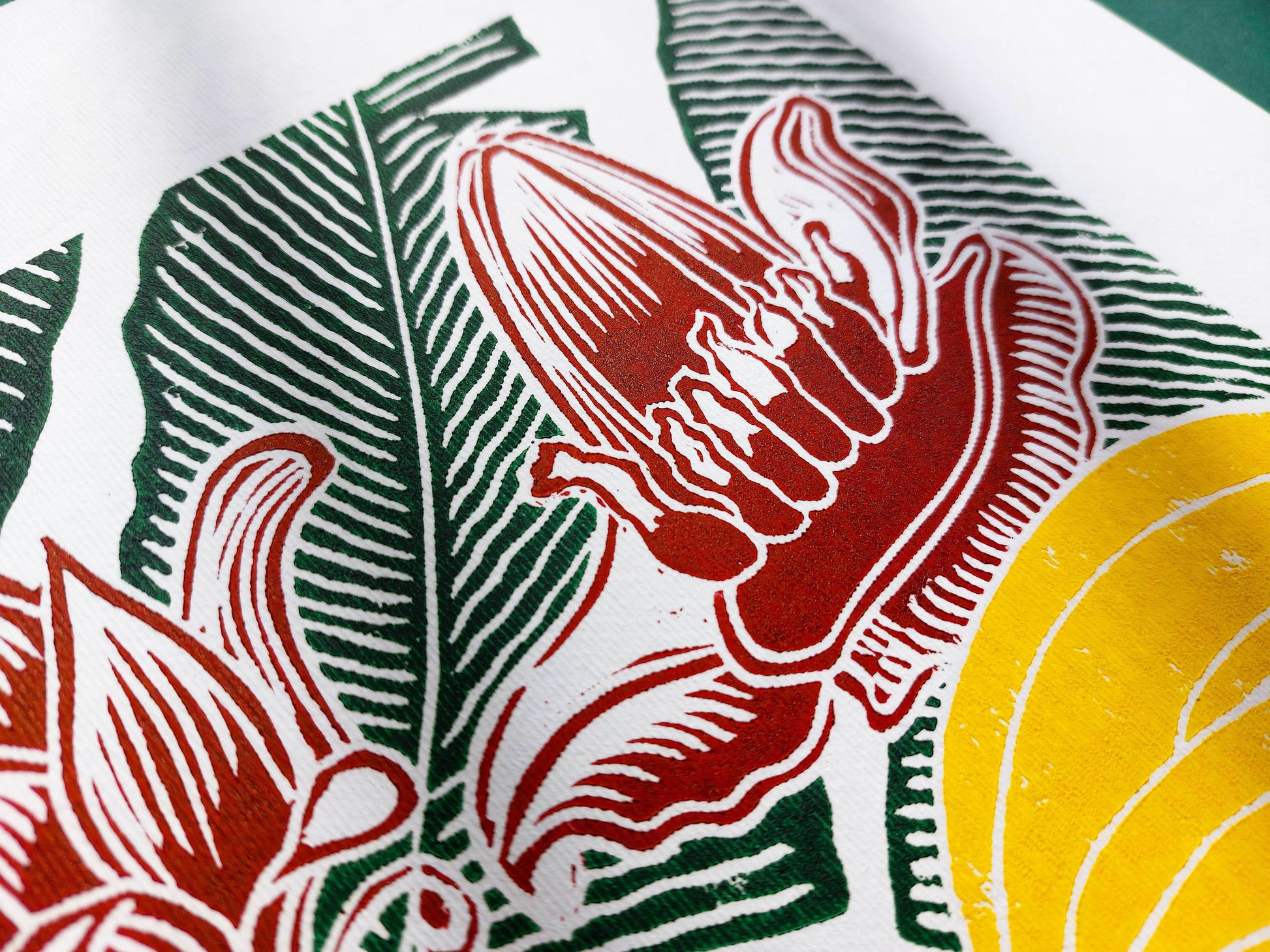 Banana linocut print  / Original artwork Botanical fruit for modern kitchen wall art or Nature lover gift UNFRAMED / lino print, linogravure, block print, relief print, printmaking, handmade art, living room, dining room, farm kitchen decor, bedroom, tropikal art