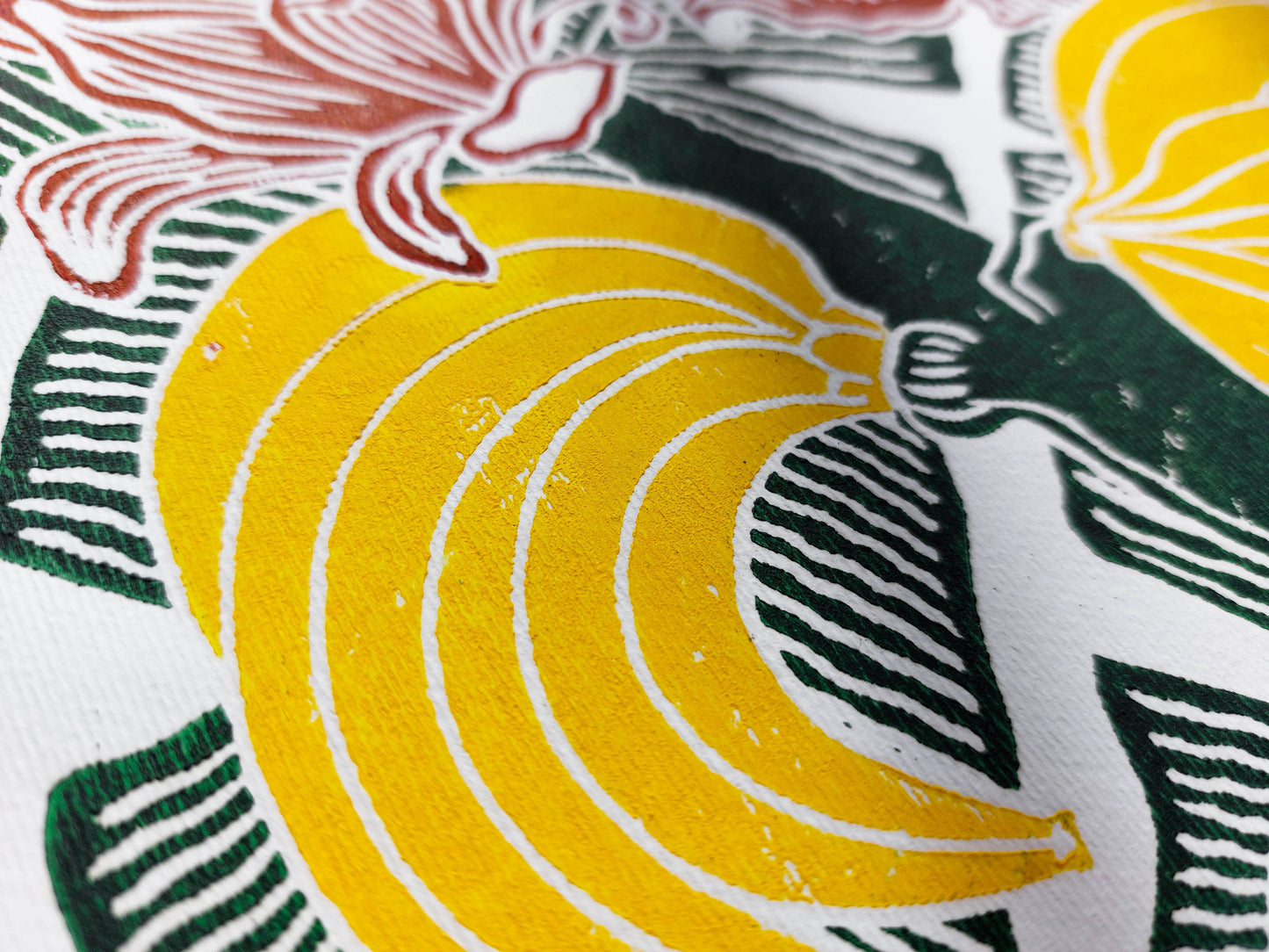 Banana linocut print / Original artwork Botanical fruit for modern kitchen wall art or Nature lover gift UNFRAMED / lino print, linogravure, block print, relief print, printmaking, handmade art, living room, dining room, farm kitchen decor, bedroom, tropikal art