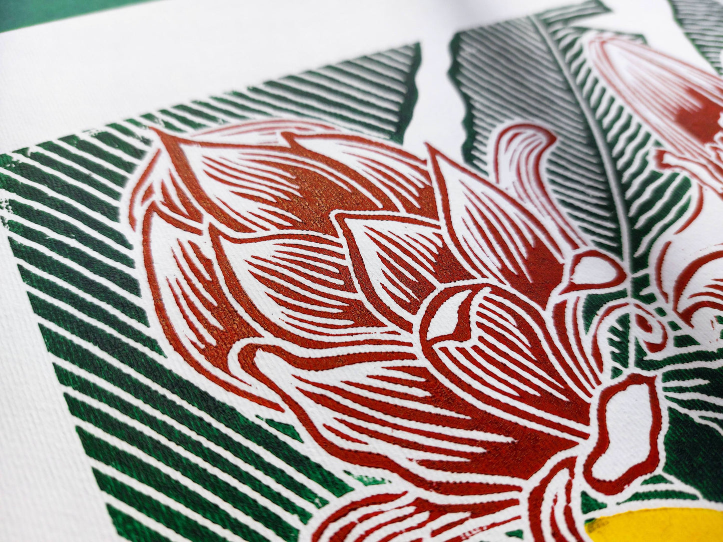 Banana linocut print / Original artwork Botanical fruit for modern kitchen wall art or Nature lover gift UNFRAMED / lino print, linogravure, block print, relief print, printmaking, handmade art, living room, dining room, farm kitchen decor, bedroom, tropikal art