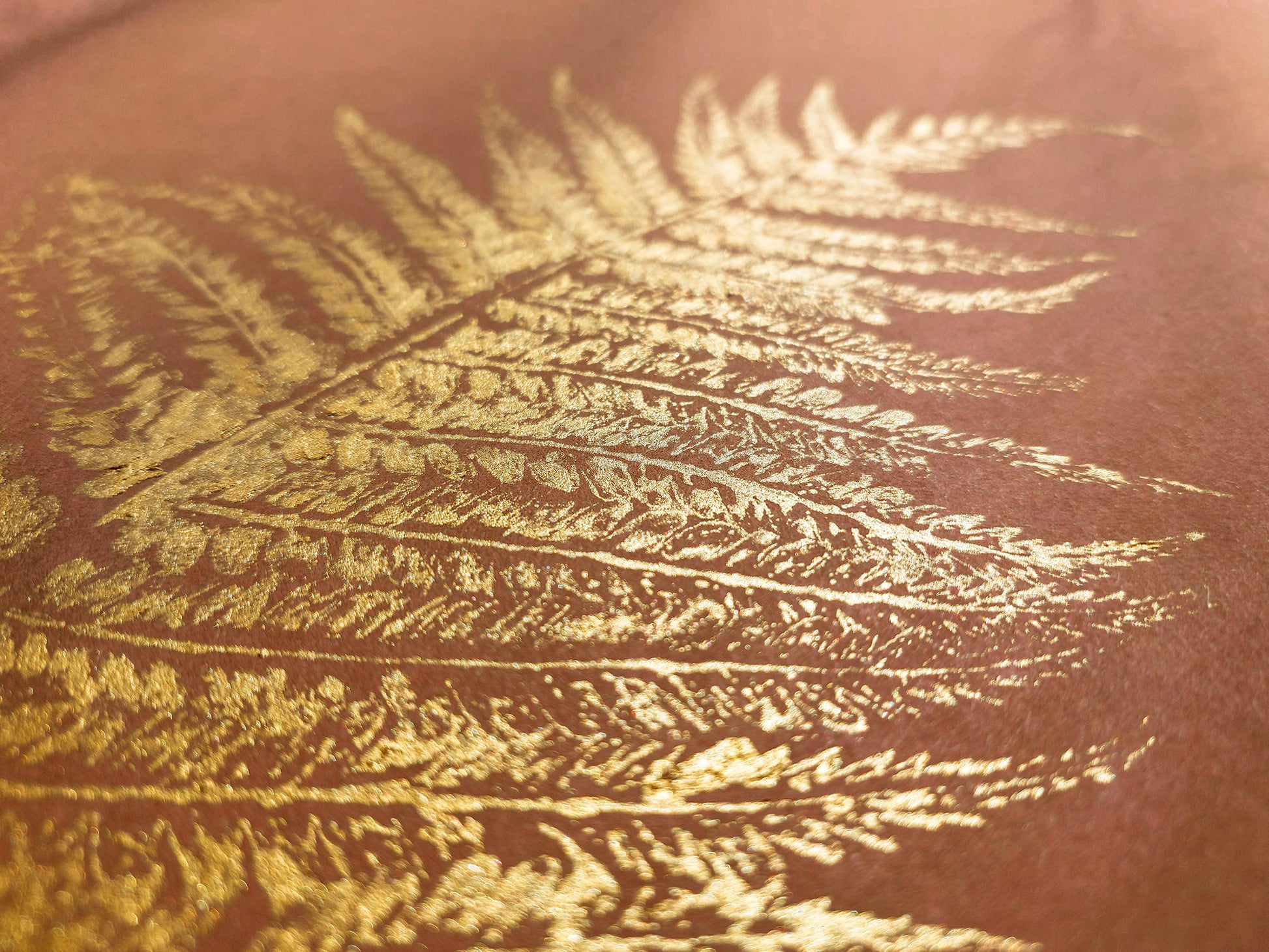 Monotype print Bedroom wall decor Living room wall art Nature lover gift Fern textured plant Original artwork Farm kitchen art Gold brown relief Foraged cottagecore printmaking nature First New home Leaf simple acrylic One of a kind large
