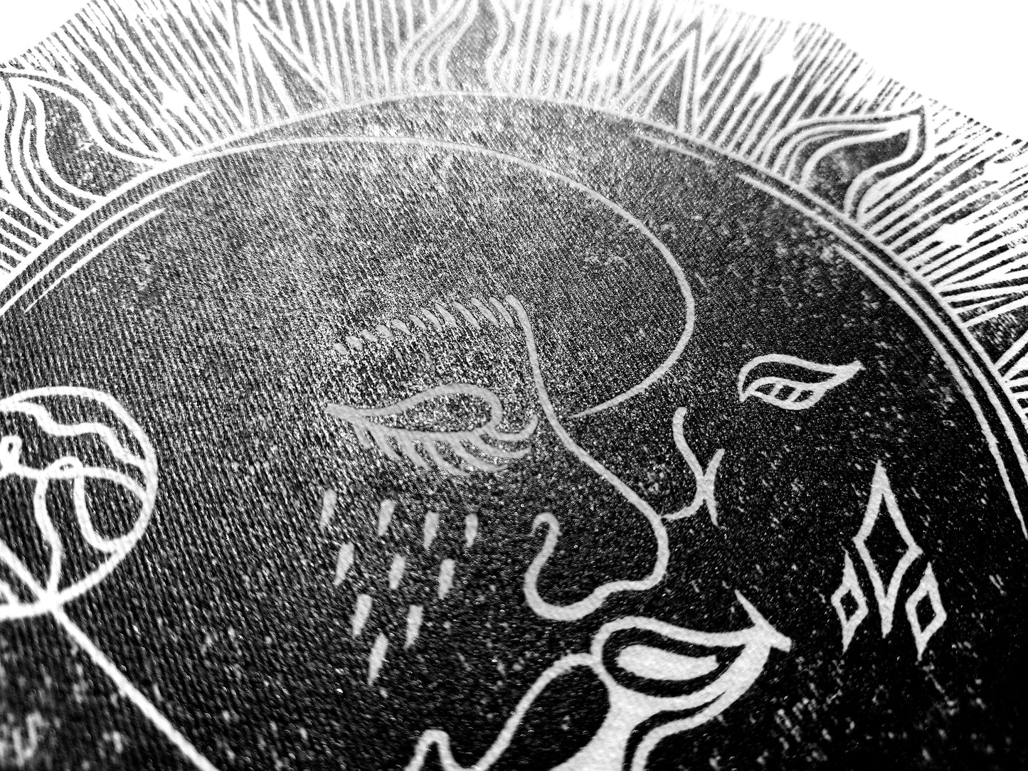Linocut print original artwork Living room Kisses Printmaking simple Linogravure lino Boho gold moon sun kiss Printmaking relief wall art Bedroom valentines home decor block New first home gift girlfriend boyfriend wife bestfriend black and white