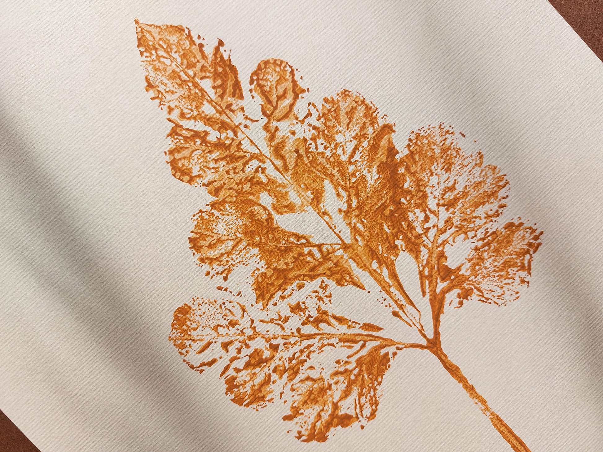 Monotype print	Bedroom wall decor	Living room wall art	Nature lover gift	Yellow ochre relief	abstract leaf Plant	Textured printmaking	Original artwork	painting farmhouse	One of a kind	cottagecore foraged	minimalist vintage	New first home block