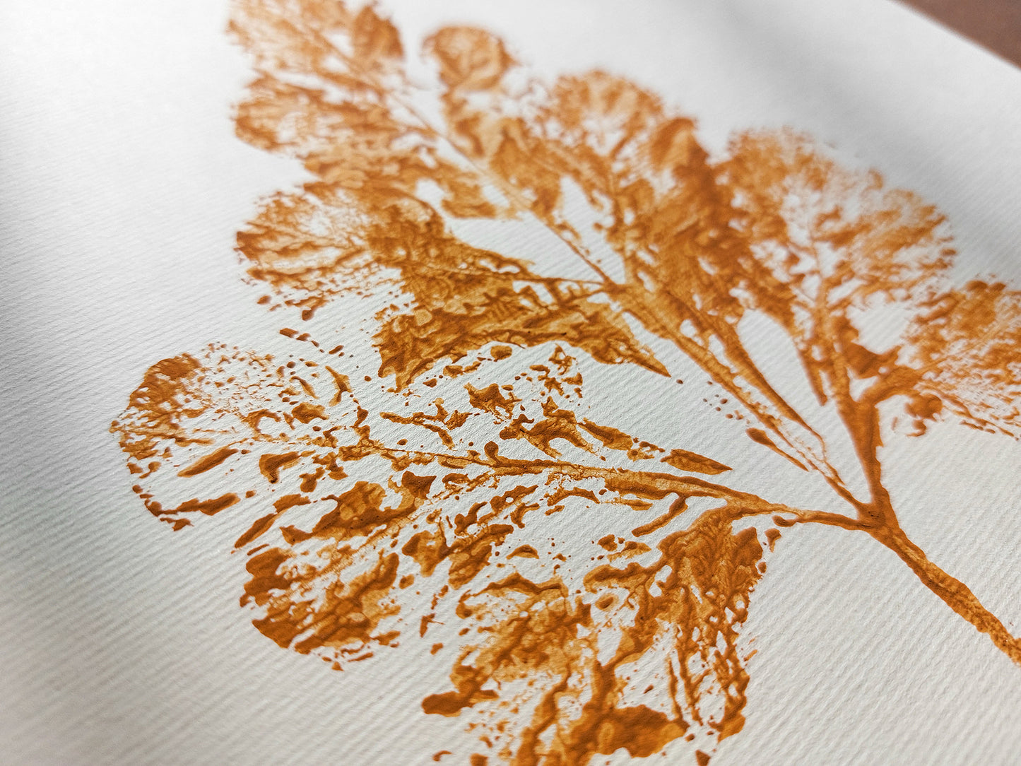 Monotype print	Bedroom wall decor	Living room wall art	Nature lover gift	Yellow ochre relief	abstract leaf Plant	Textured printmaking	Original artwork	painting farmhouse	One of a kind	cottagecore foraged	minimalist vintage	New first home block
