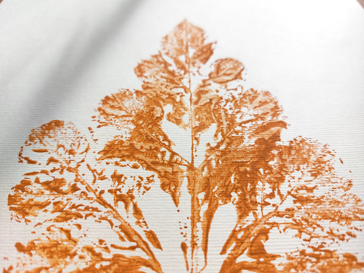 Monotype print	Bedroom wall decor	Living room wall art	Nature lover gift	Yellow ochre relief	abstract leaf Plant	Textured printmaking	Original artwork	painting farmhouse	One of a kind	cottagecore foraged	minimalist vintage	New first home block