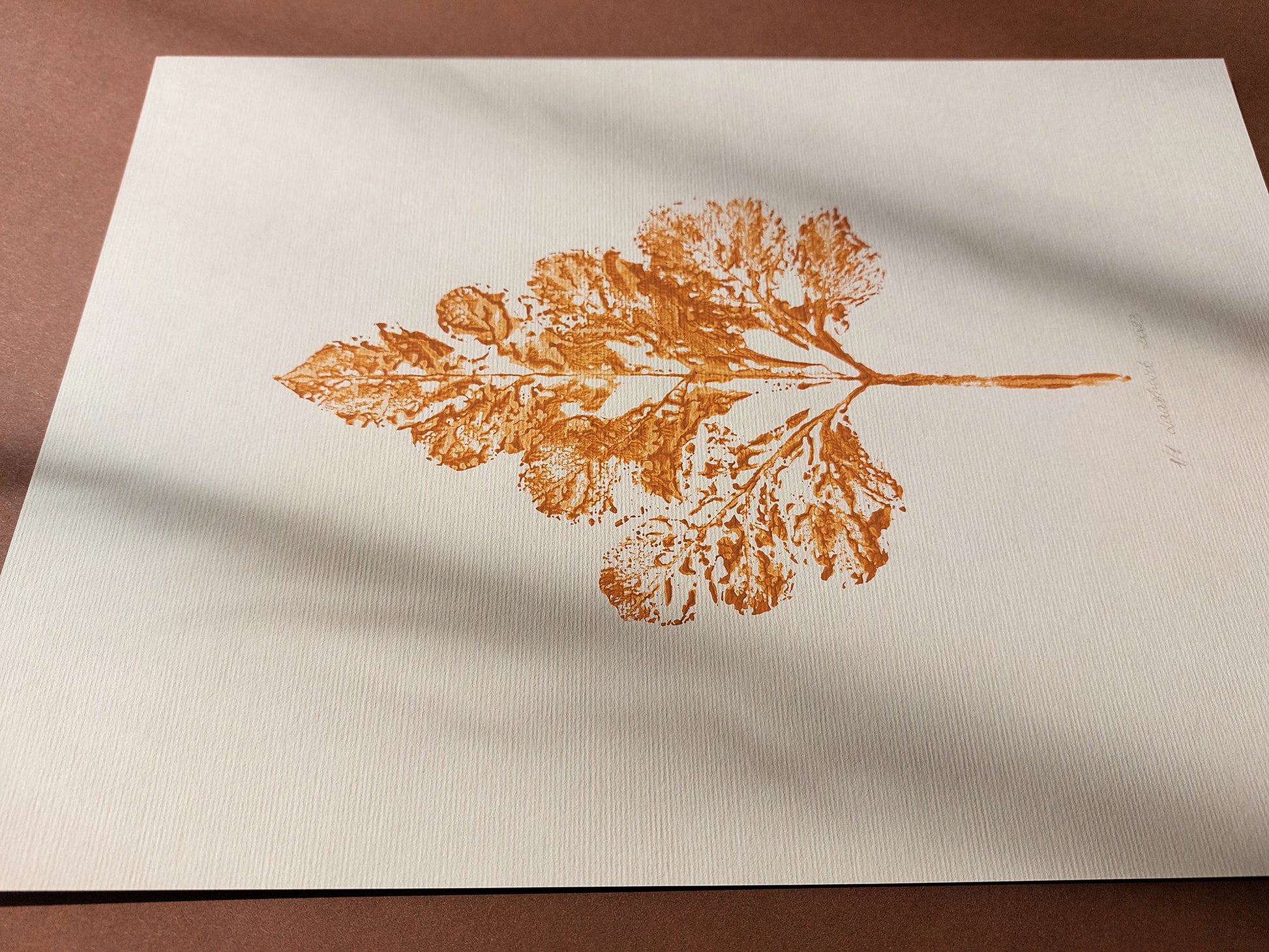 Monotype print	Bedroom wall decor	Living room wall art	Nature lover gift	Yellow ochre relief	abstract leaf Plant	Textured printmaking	Original artwork	painting farmhouse	One of a kind	cottagecore foraged	minimalist vintage	New first home block