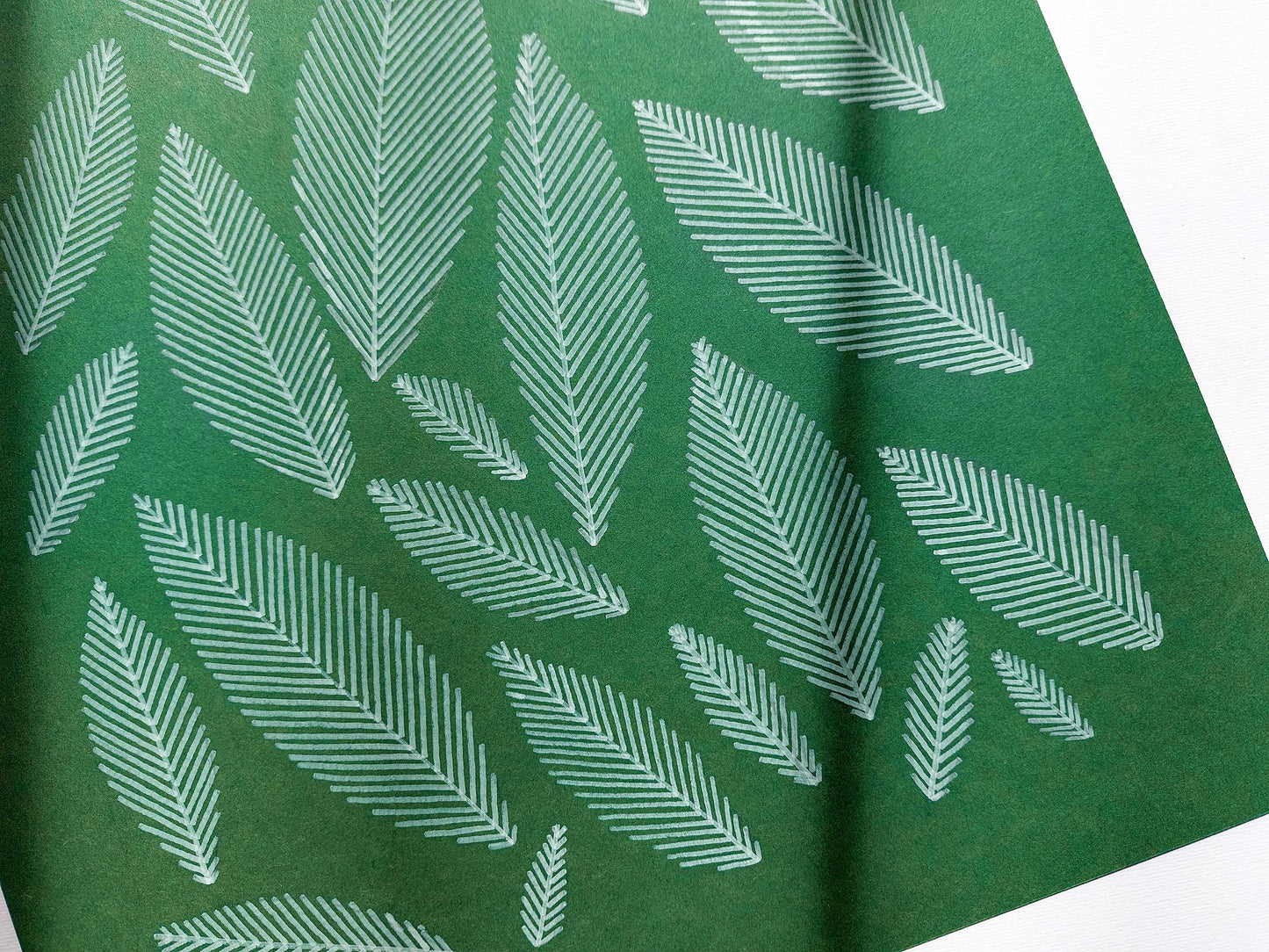Emerald green geometric abstract leaves line shapes artwork for Nature lover gift UNFRAMED for living room, or bedroom original artwork, minimalist art, original artwork, nature wall decor