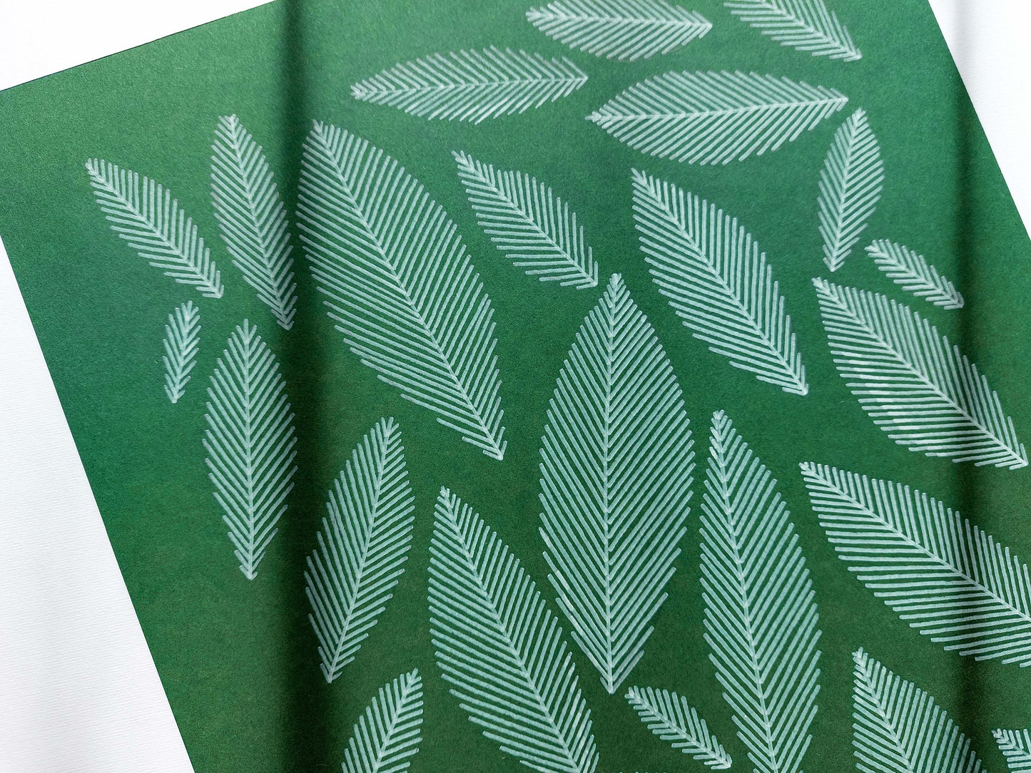 Emerald green geometric abstract leaves line shapes artwork for Nature lover gift UNFRAMED for living room, or bedroom original artwork, minimalist art, original artwork, nature wall decor