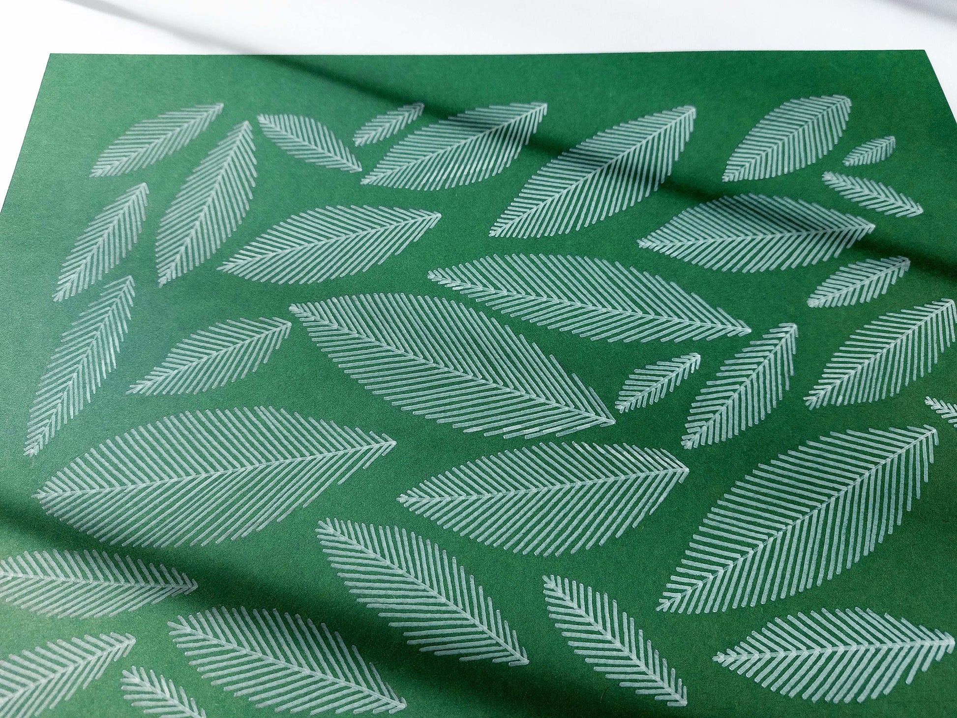 Emerald green geometric abstract leaves line shapes artwork for Nature lover gift UNFRAMED for living room, or bedroom original artwork, minimalist art, original artwork, nature wall decor