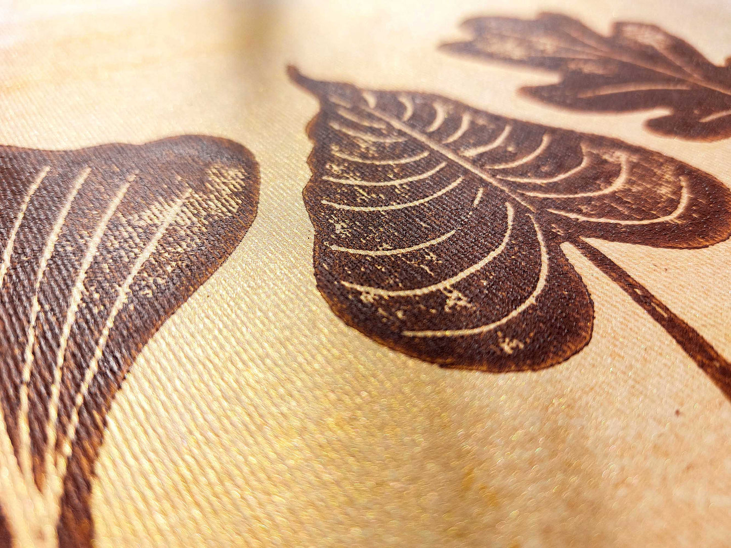Brown and gold fall leaves Linocut print 12x16in for Bedroom wall decor UNFRAMED / printmaking art, relief print, block print, lino print, linogravure, original artwork, handmade art, living room decor, nature lover gifr, new home gift