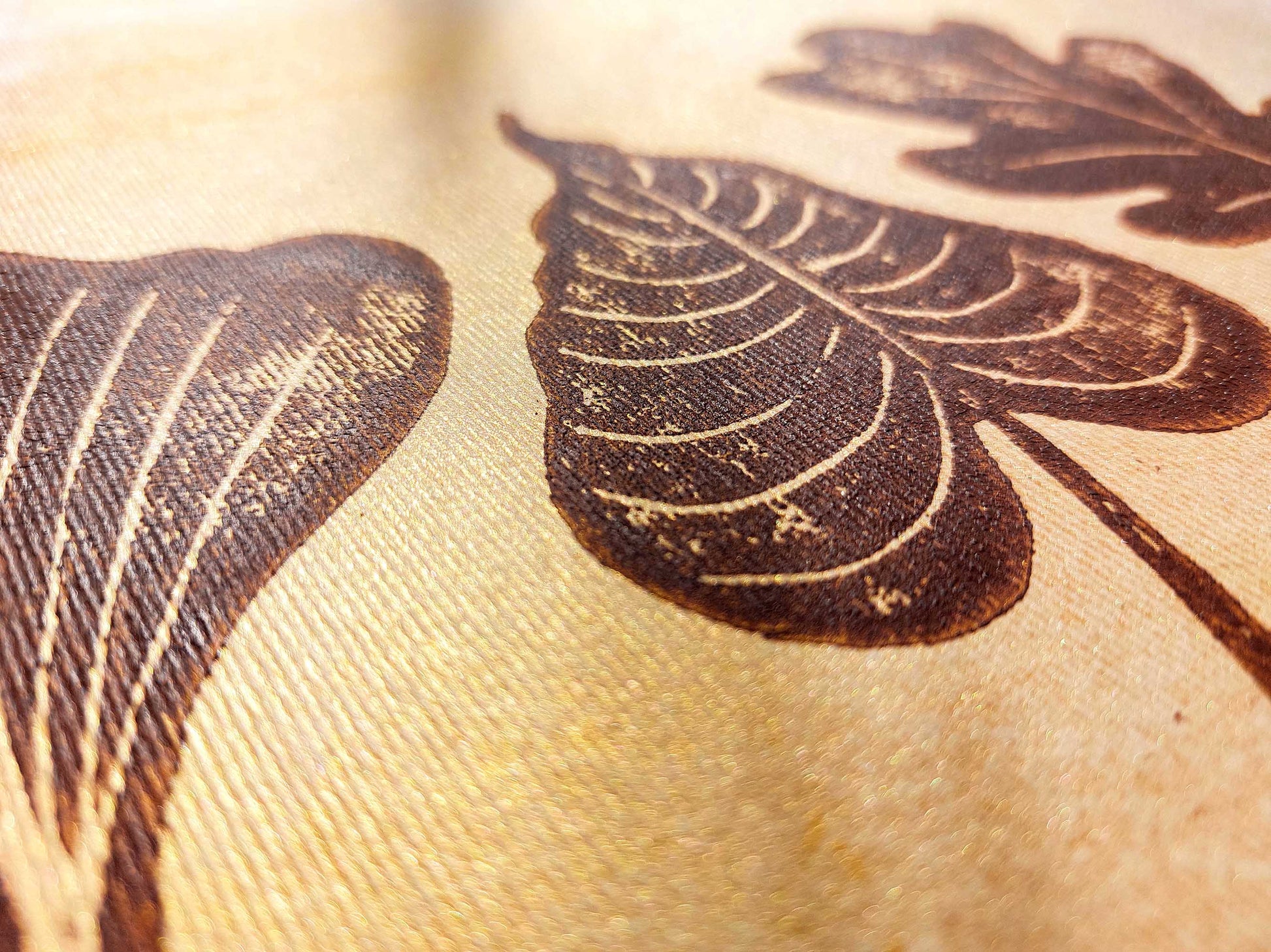 Brown and gold fall leaves Linocut print 12x16in for Bedroom wall decor UNFRAMED / printmaking art, relief print, block print, lino print, linogravure, original artwork, handmade art, living room decor, nature lover gifr, new home gift