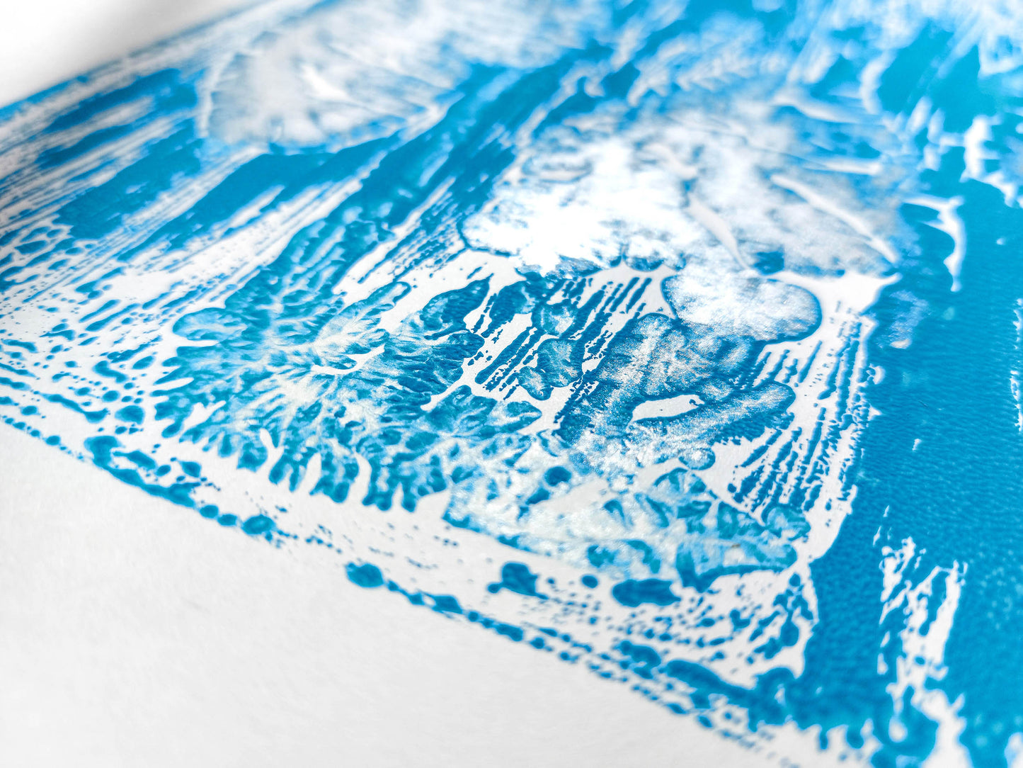 Silver and blue abstract relief Monotype print for New home gift UNFRAMED Housewarming gift, modern Living room or bedroom decor Original artwork Classical wall decor Handmade relief print, printmaking abstract textured wall decor