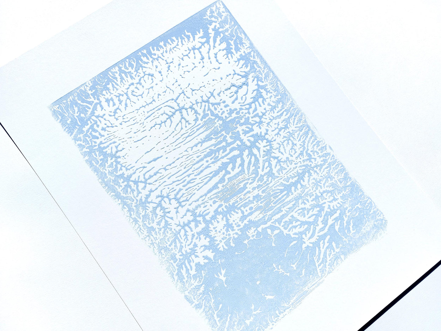Light blue abstract relief Monotype print N2 for New home gift UNFRAMED Housewarming gift modern Living room or bedroom decor Original artwork Classical wall decor