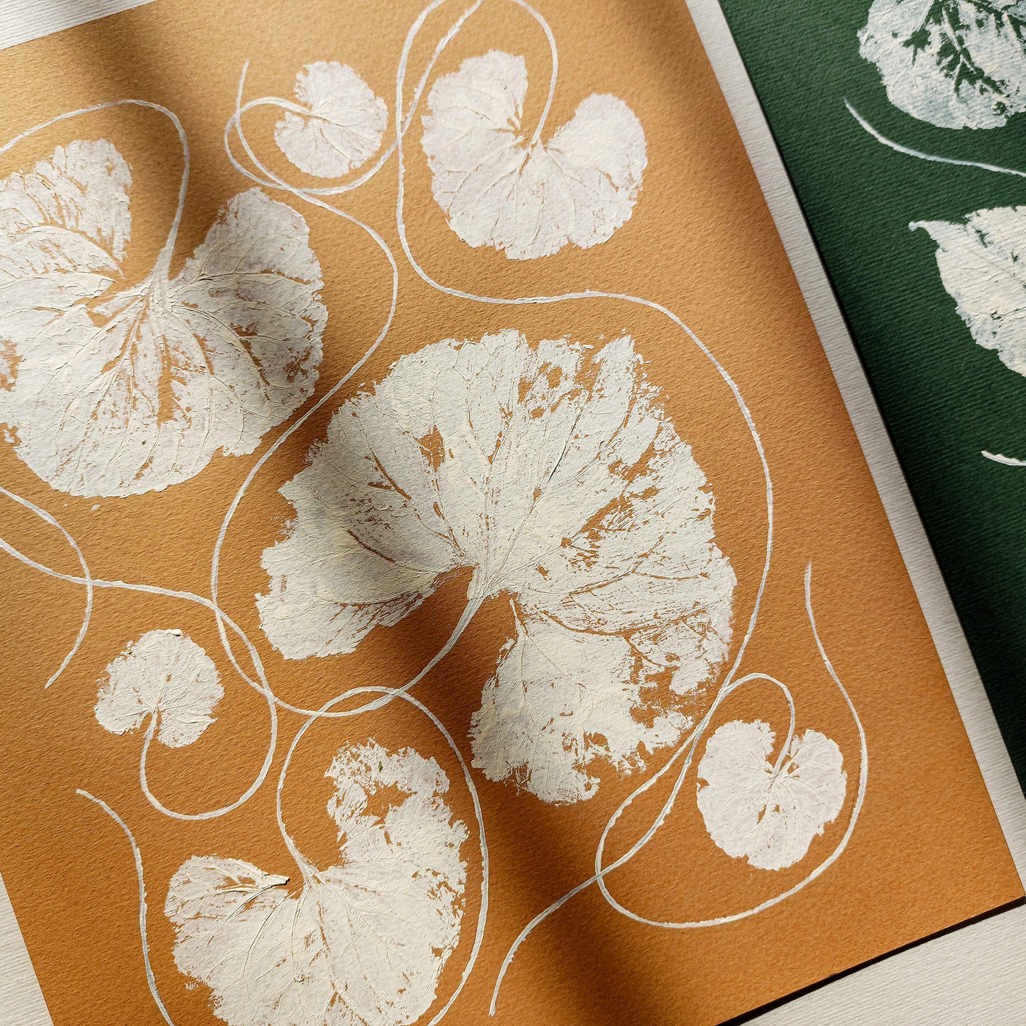 Mini Gallery wall set of 2 Green ochre beige textured leaves Monotype print wall art decor Eco Friendly Xmas Present, Bedroom wall art, bathroom print, aunt gift, Aesthetic wall art, chateaucore, rustic wall art, Warm Earth Tones Art, unique gift for professor, Fall Gift for Her, Entryway Decor, Botanical Gift for Coworker, Gratitude Gift for Mentor, Eco Friendly Thank You Gift, Rustic Handmade Gift